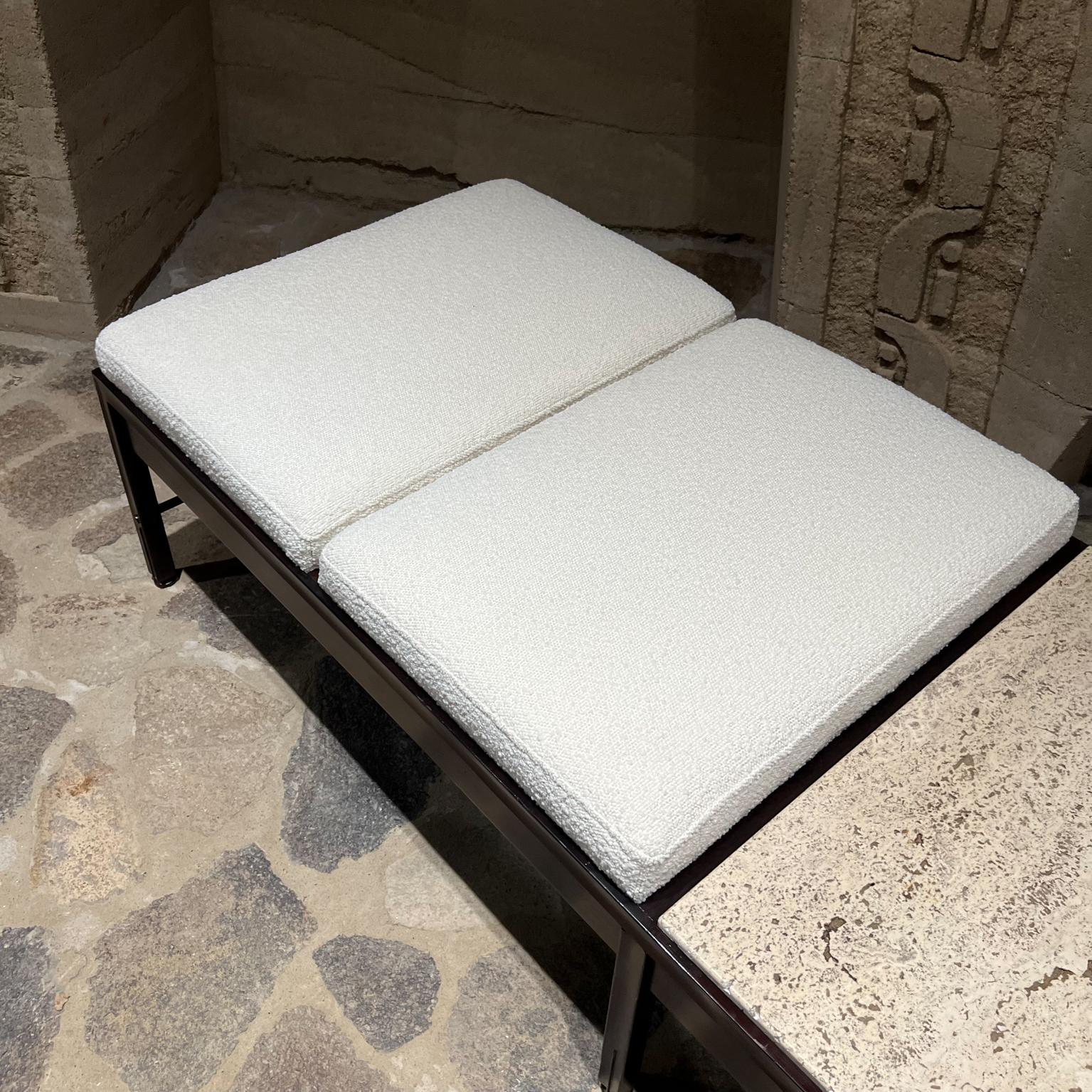 1960s Three-Seater Bench Bouclé Marble & Mahogany Crown City Table Co Buccola LA 1