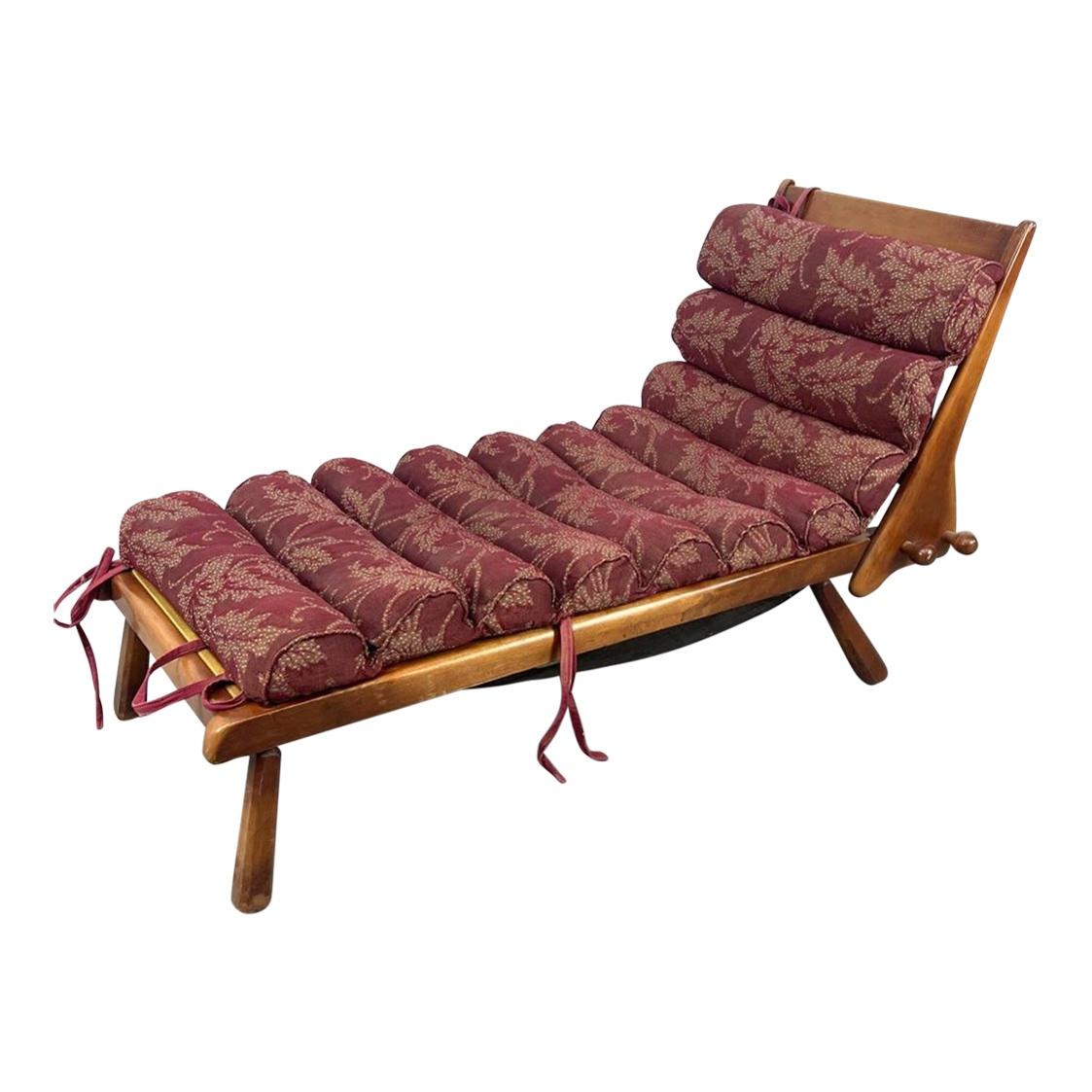 Upholstery 1960s Cushman Furniture Rock Maple Chaise Lounge Chair For Sale