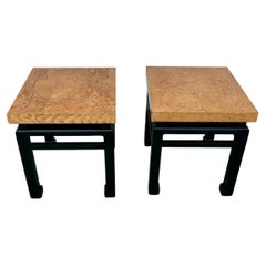 1960s Custom Burl Oak Ming Style End Tables