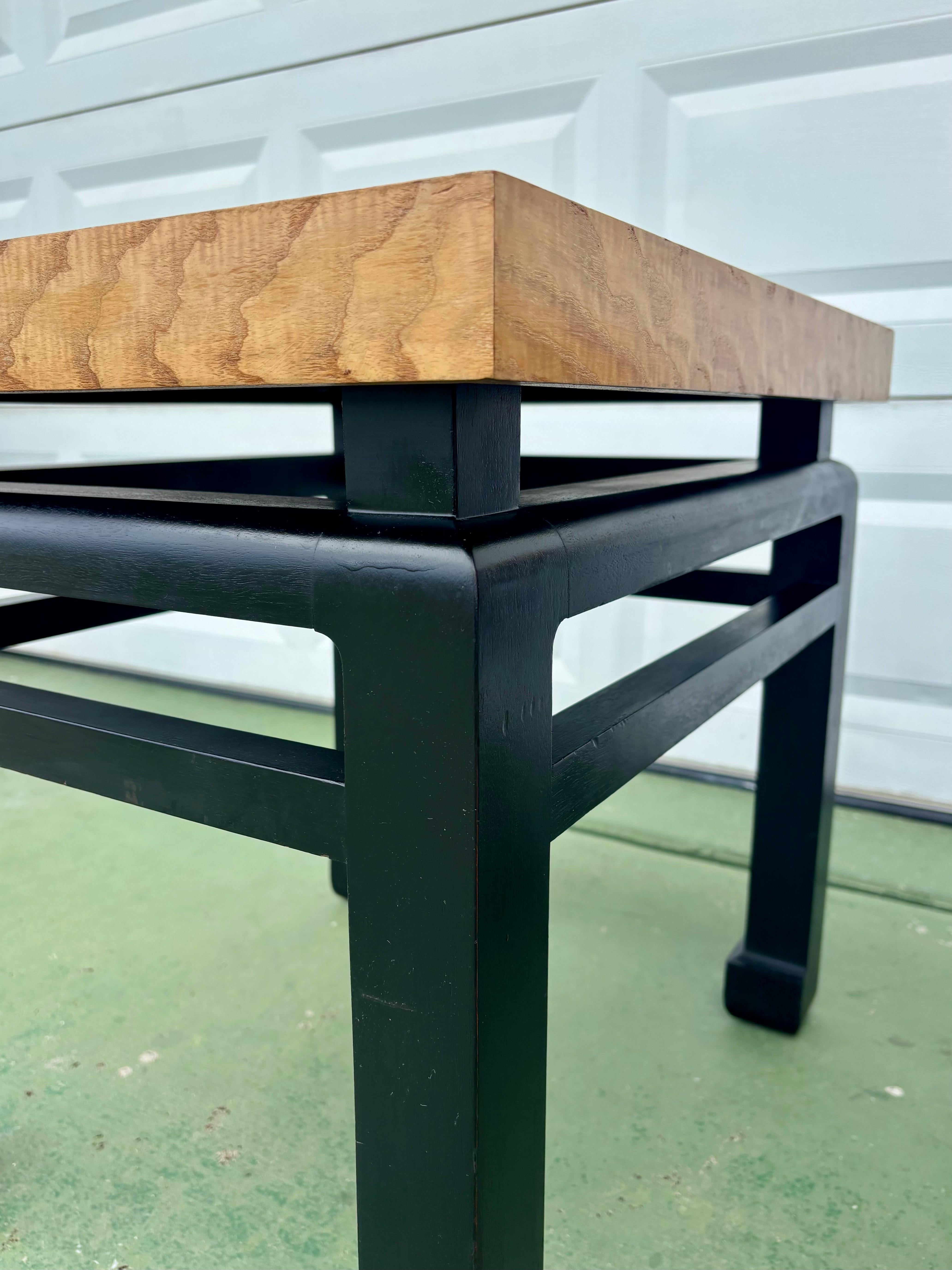 Mid-Century Modern 1960s Custom Burl Oak Ming Style End Tables For Sale