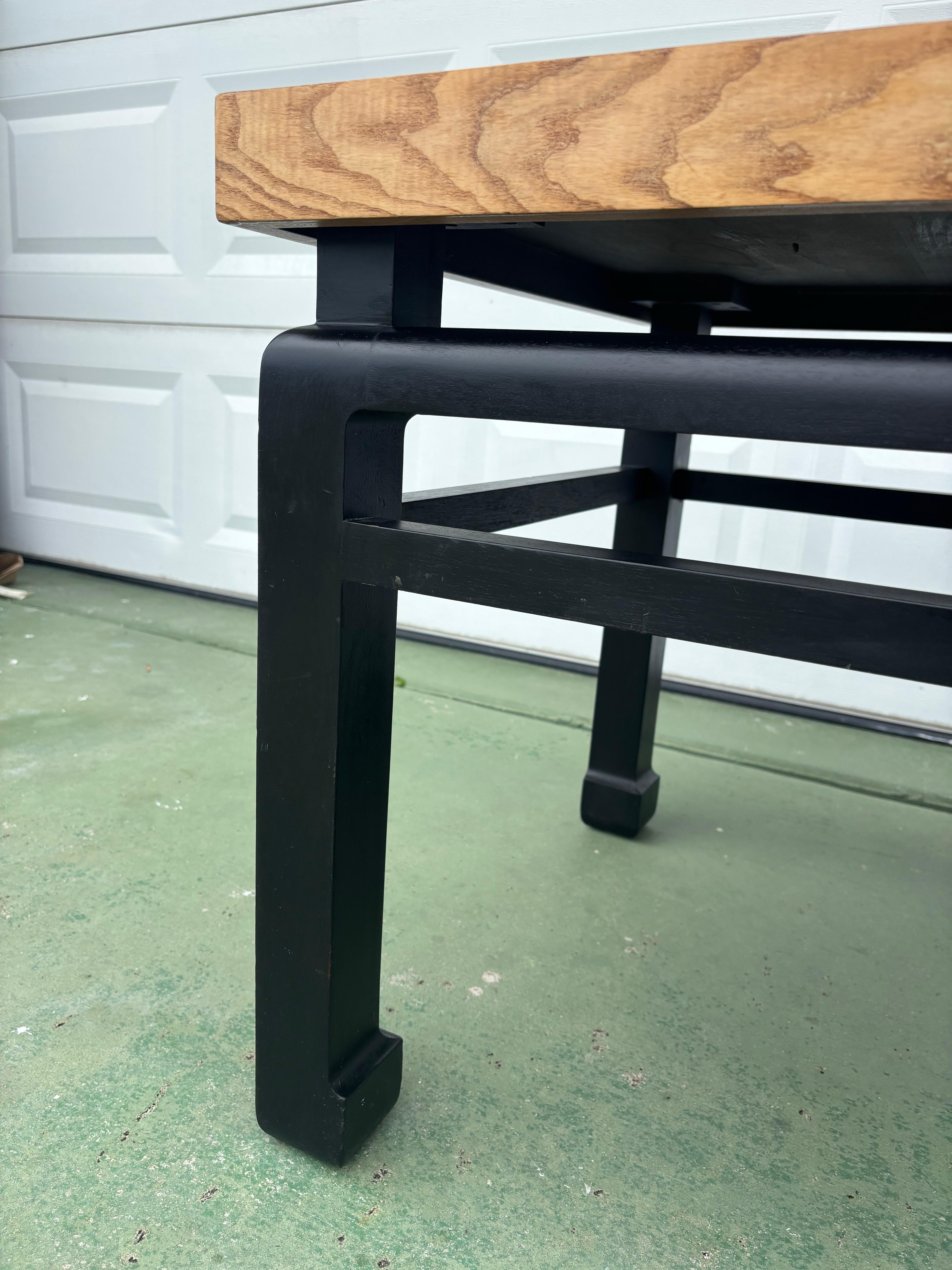 American 1960s Custom Burl Oak Ming Style End Tables For Sale