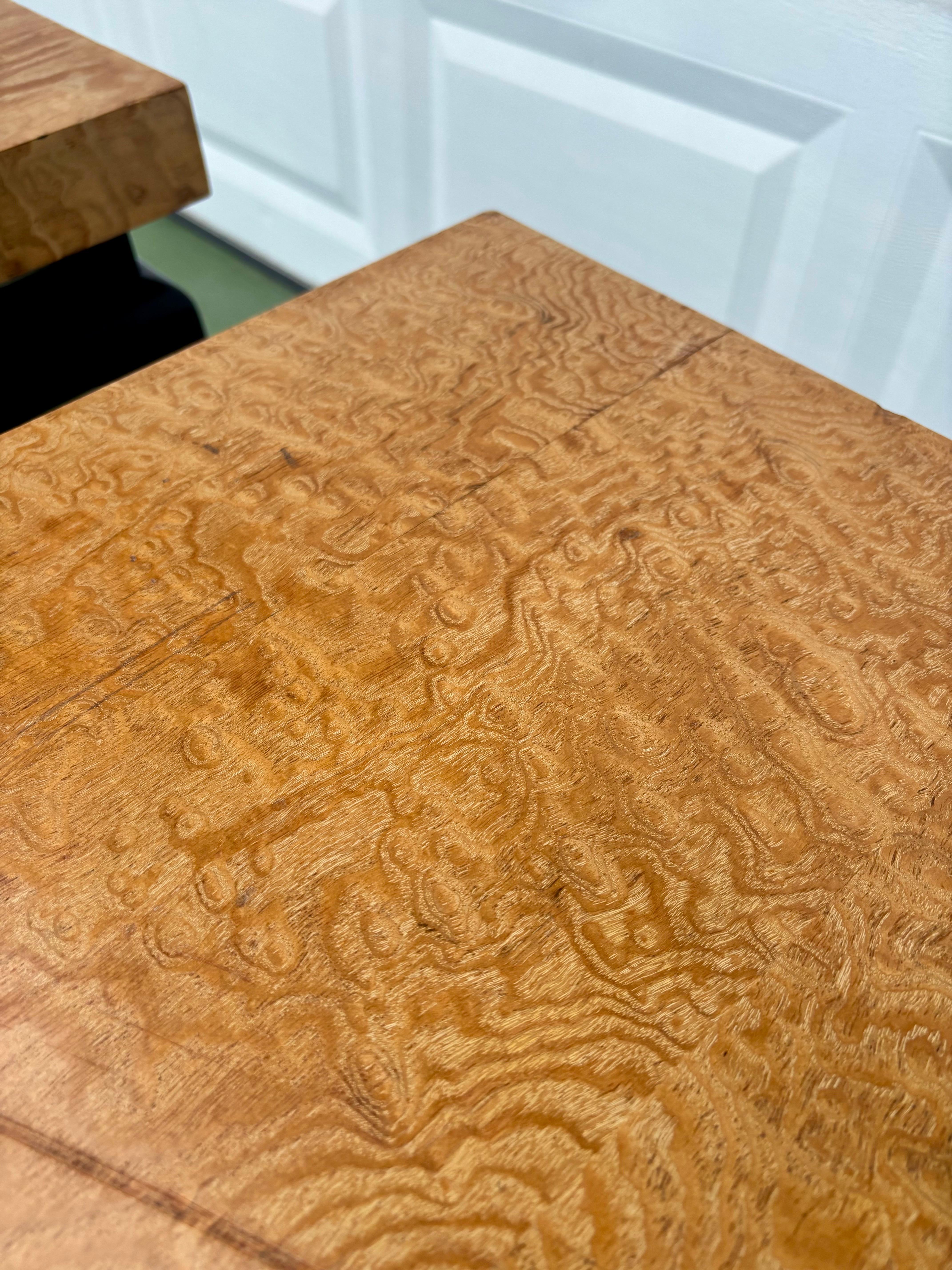 1960s Custom Burl Oak Ming Style End Tables For Sale 2