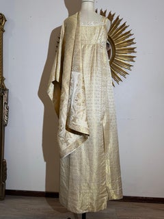 1960s Custom Gold Lamé
Ivory Brocade Sari-Inspired Goddess Gown w Glam Wrap