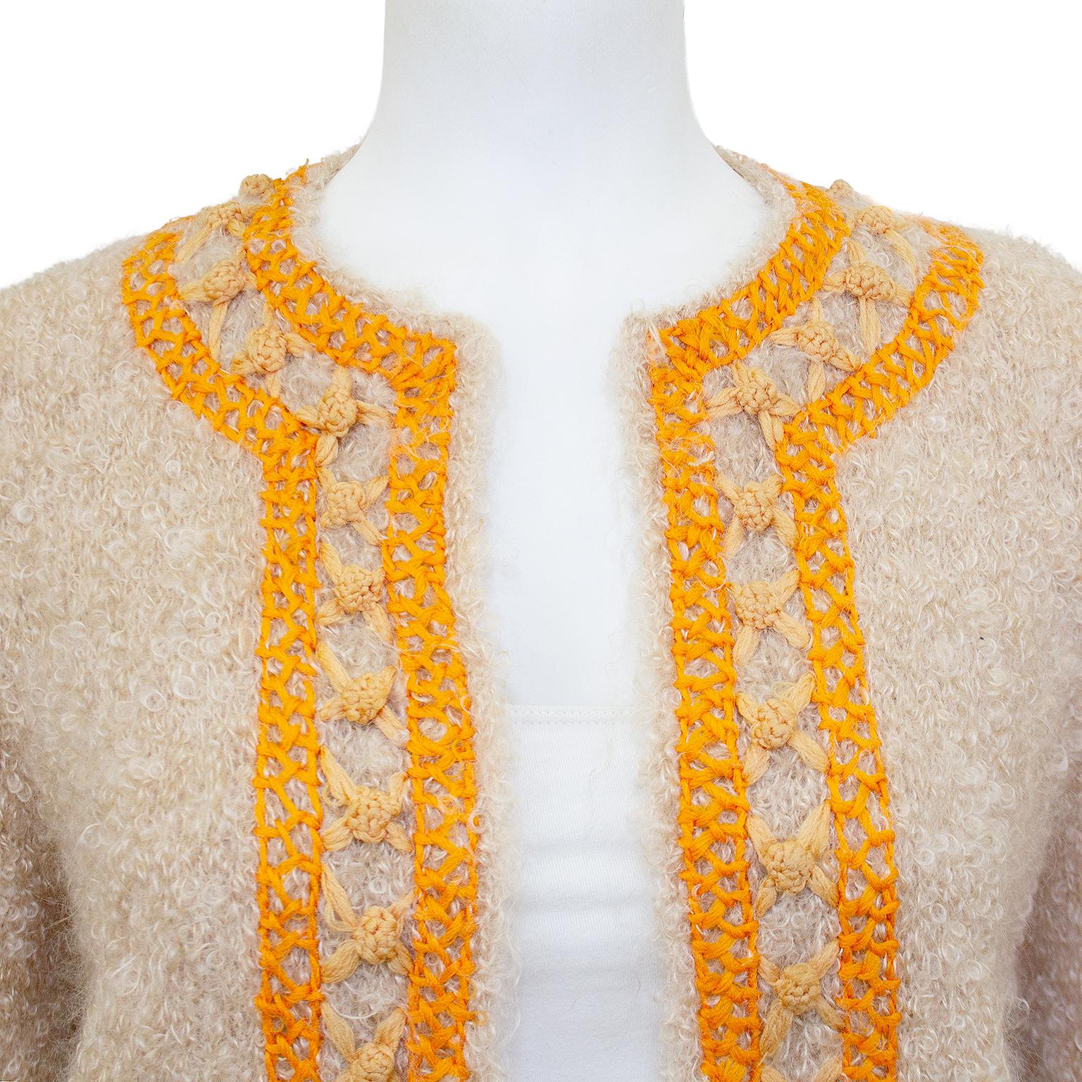 1960er Jahre Custom Knit Mohair und bestickte 3/4-Ärmel Bolero/Cardigan im Zustand „Gut“ im Angebot in Toronto, Ontario