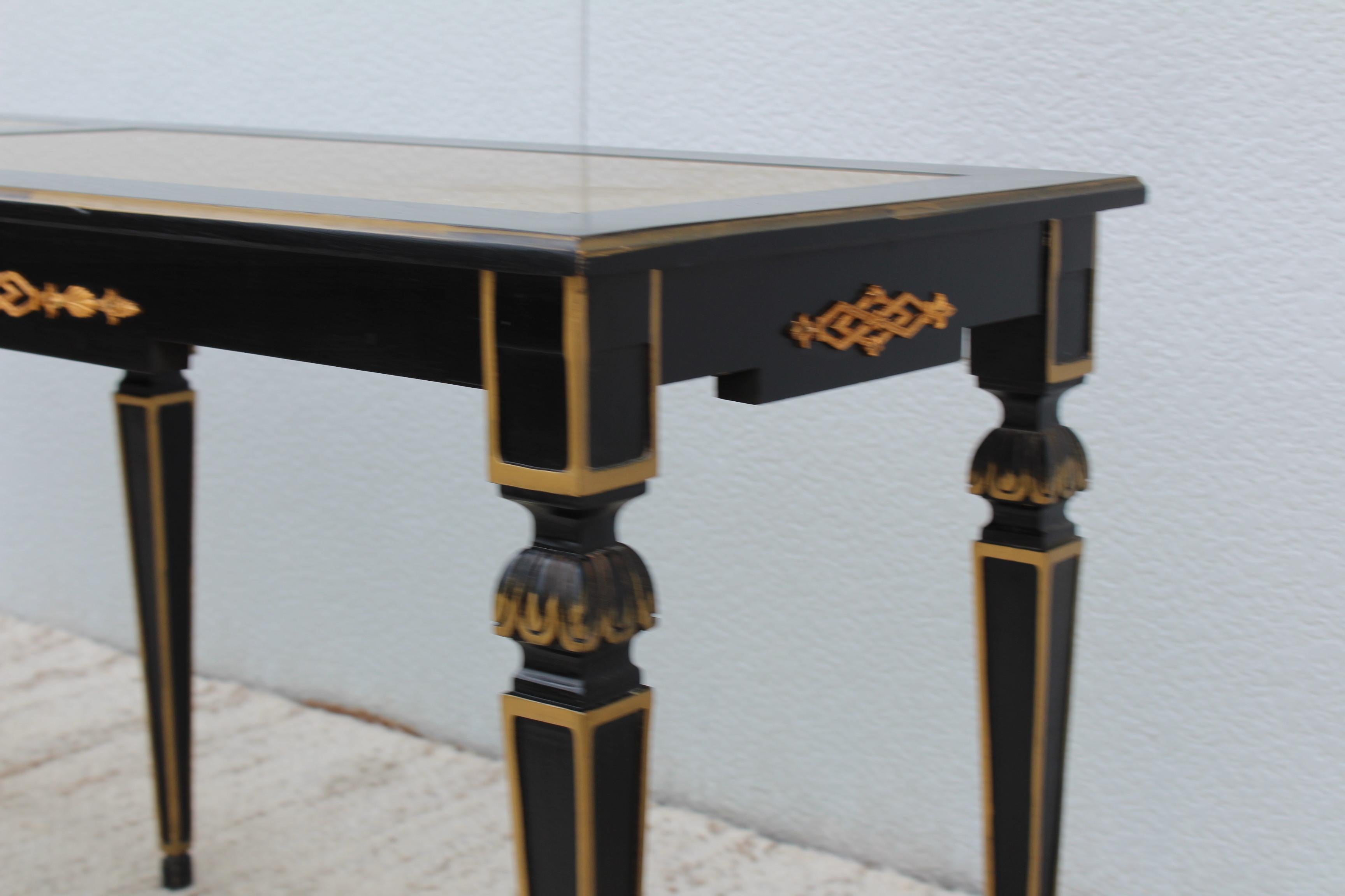 1960s Custom Made Long Console with Gold Leaf Top 3