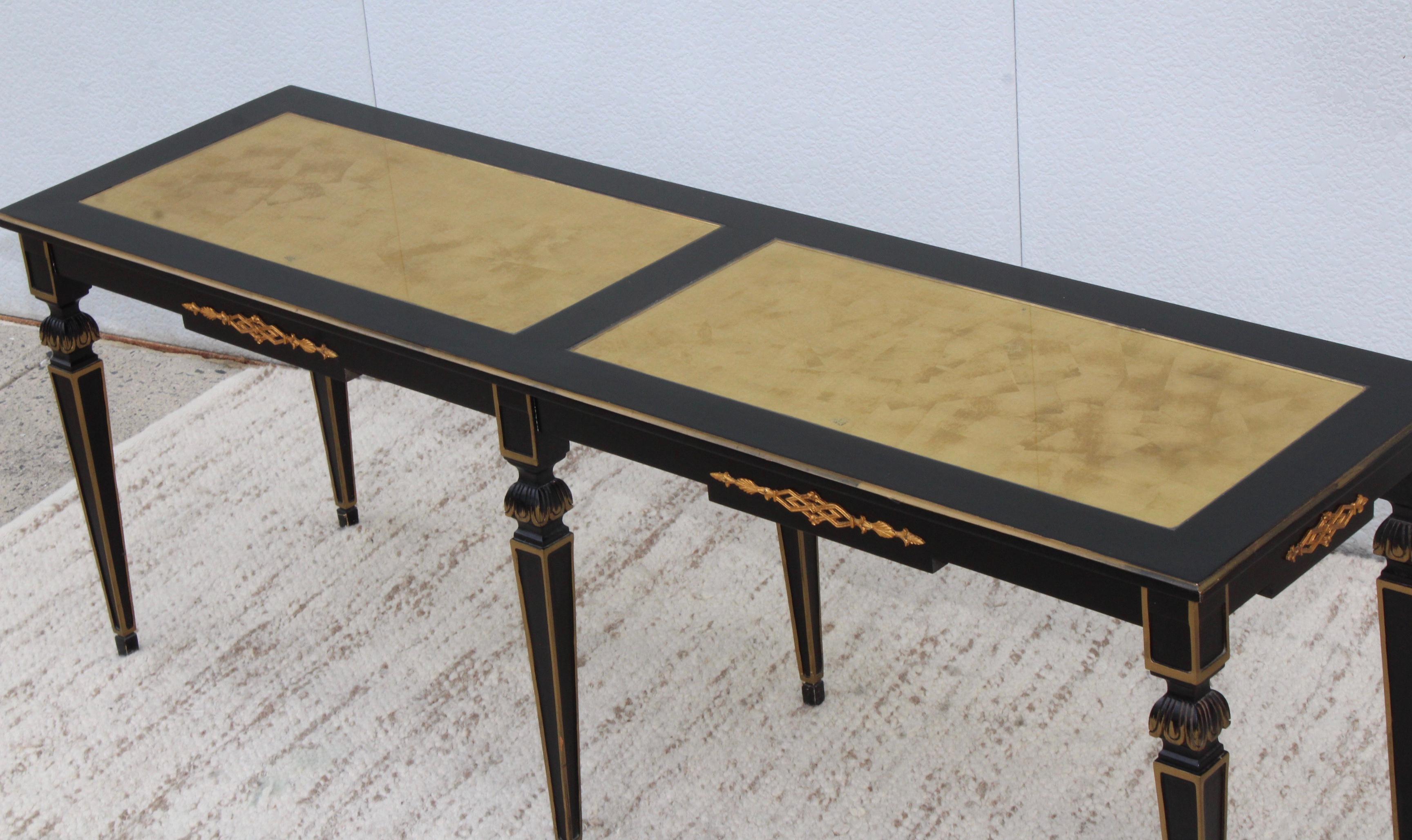 Mid-20th Century 1960s Custom Made Long Console with Gold Leaf Top