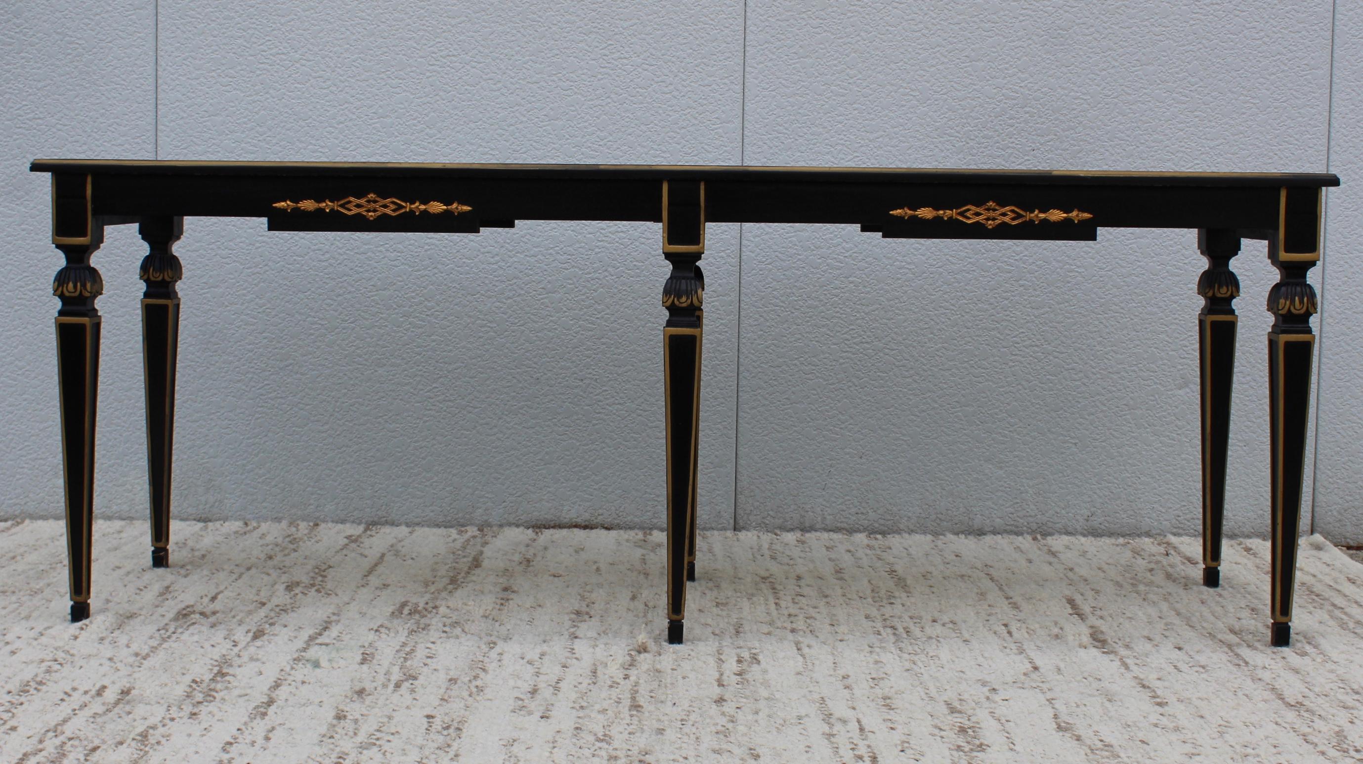 Brass 1960s Custom Made Long Console with Gold Leaf Top