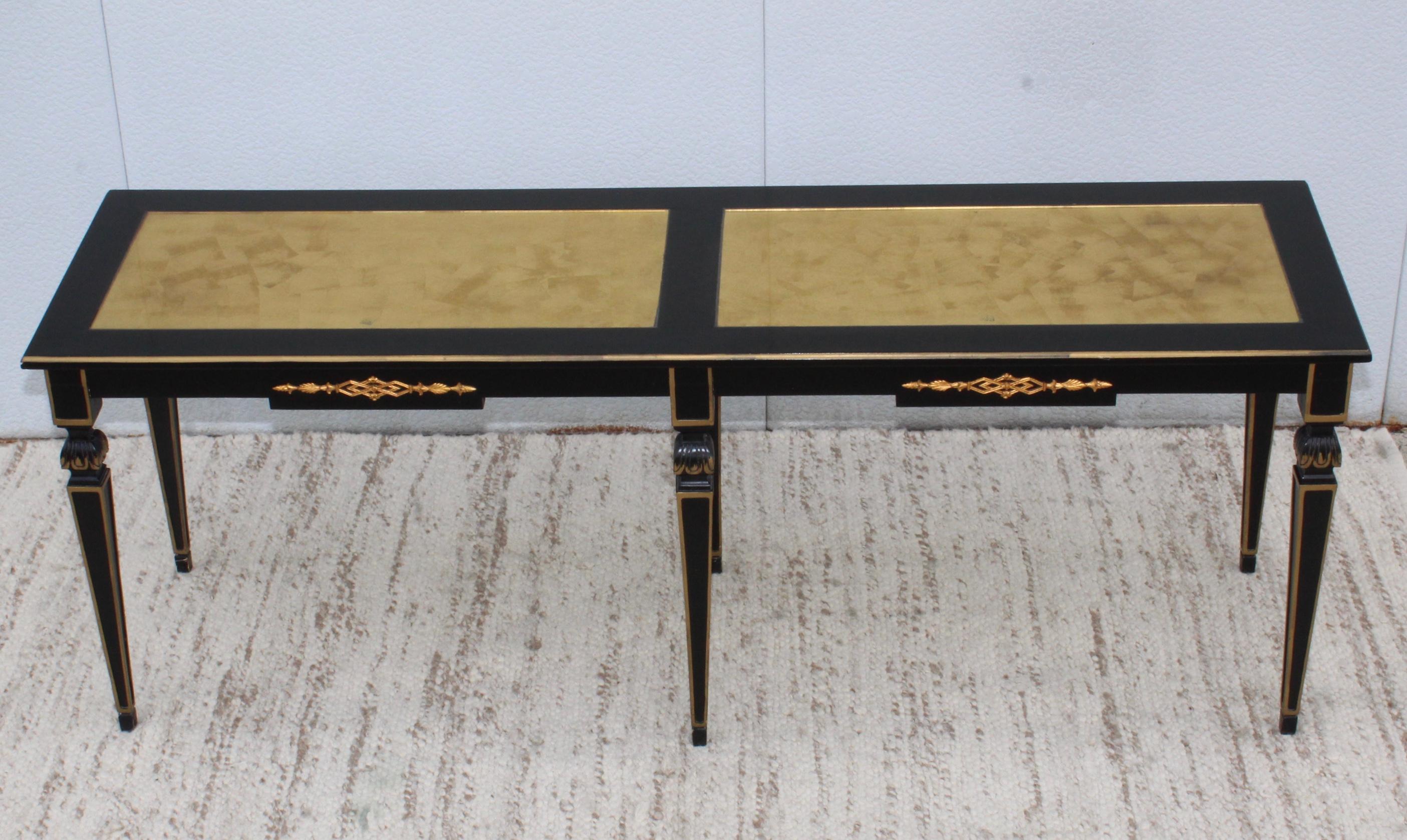 1960s Custom Made Long Console with Gold Leaf Top 2