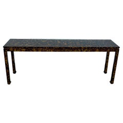 1960s Custom Modern Ming Style Parsons Faux Tortoise Oil Drip Console Table