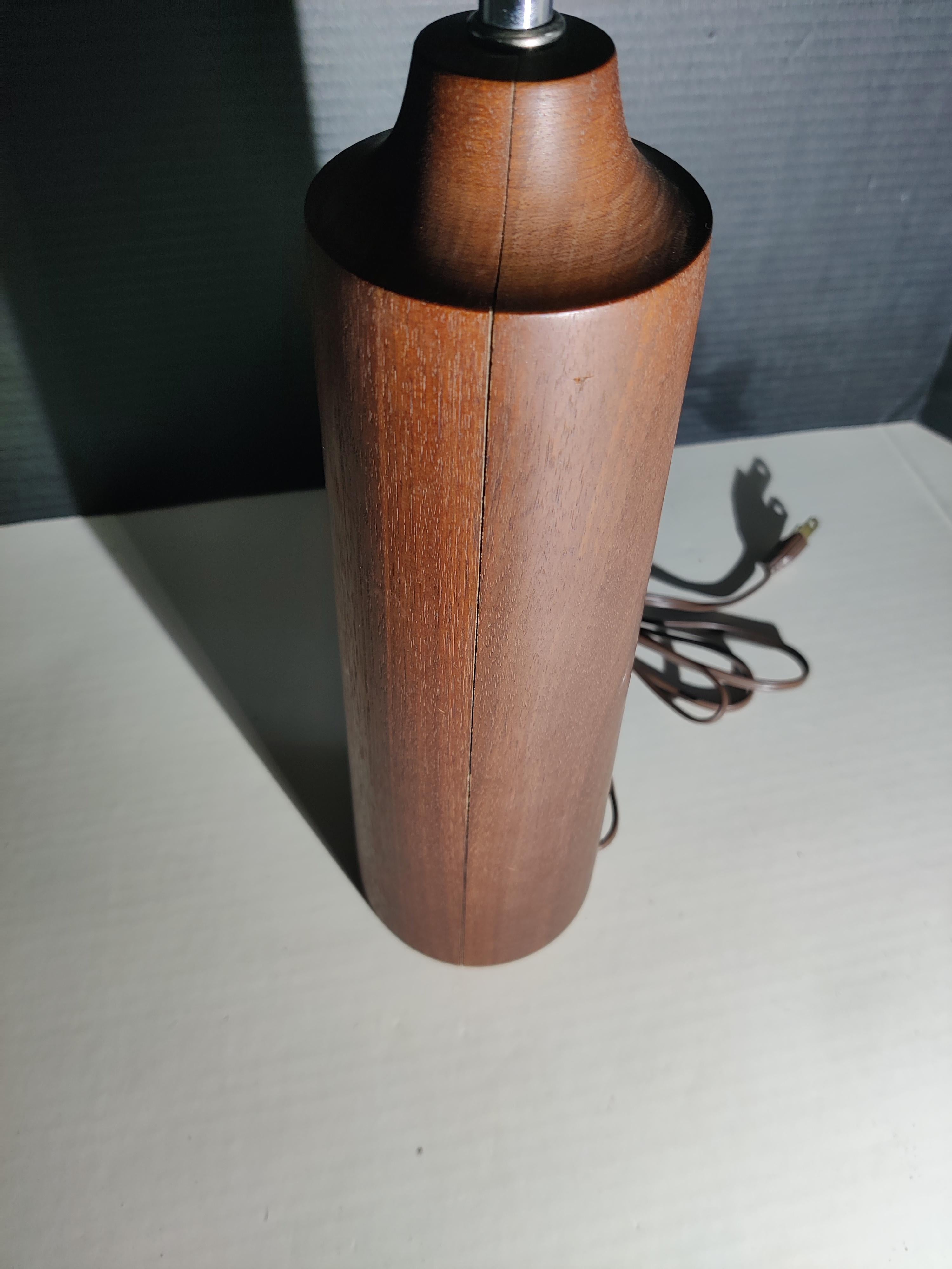 Teak 1960s cylinder shaped teak lamp For Sale