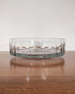 1960s Cylindrical Faceted Art Glass Serving Bowl