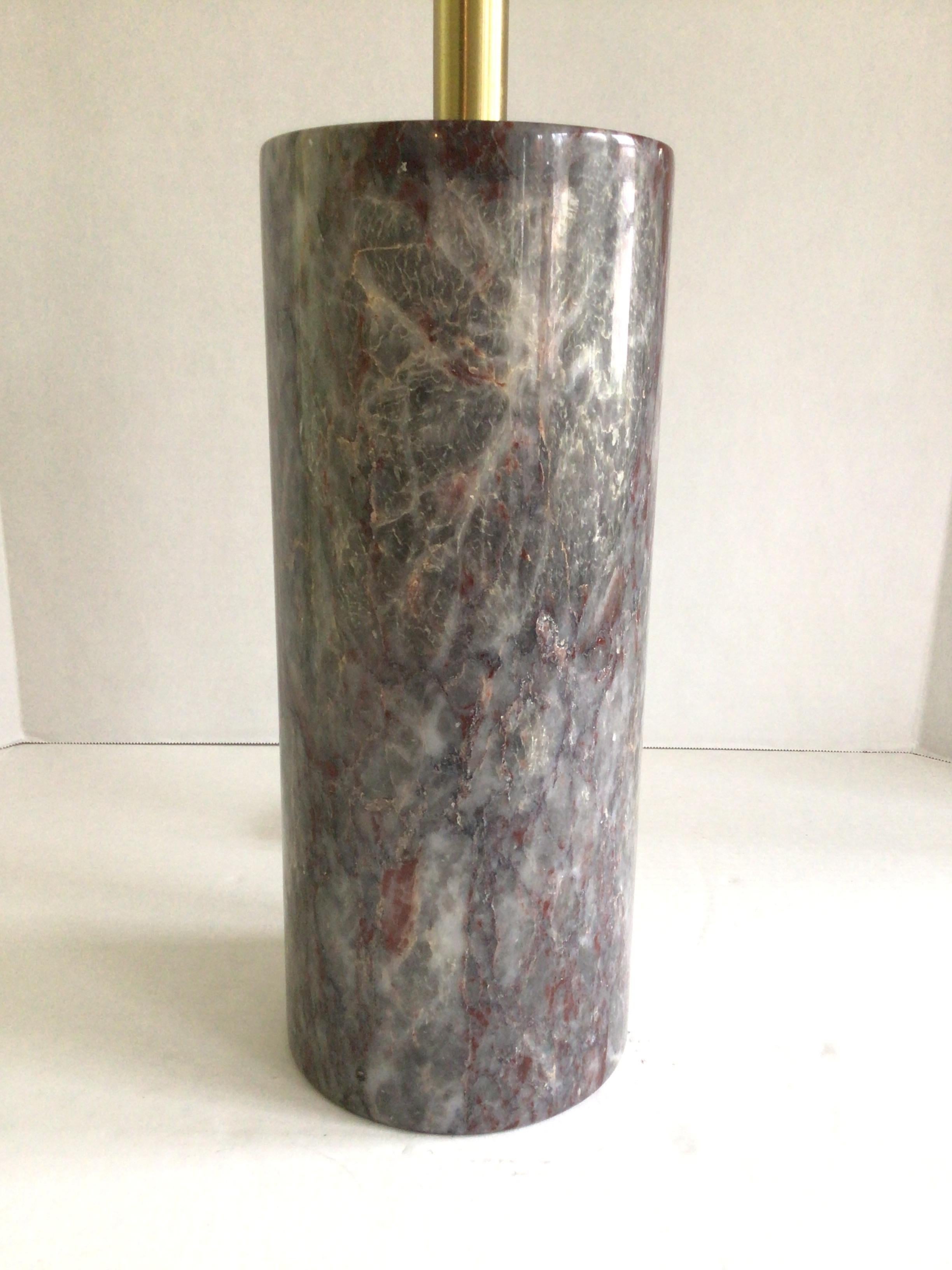 1960s  Cylindrical Italian Multi Color Marble Table lamp In Good Condition For Sale In Tarrytown, NY