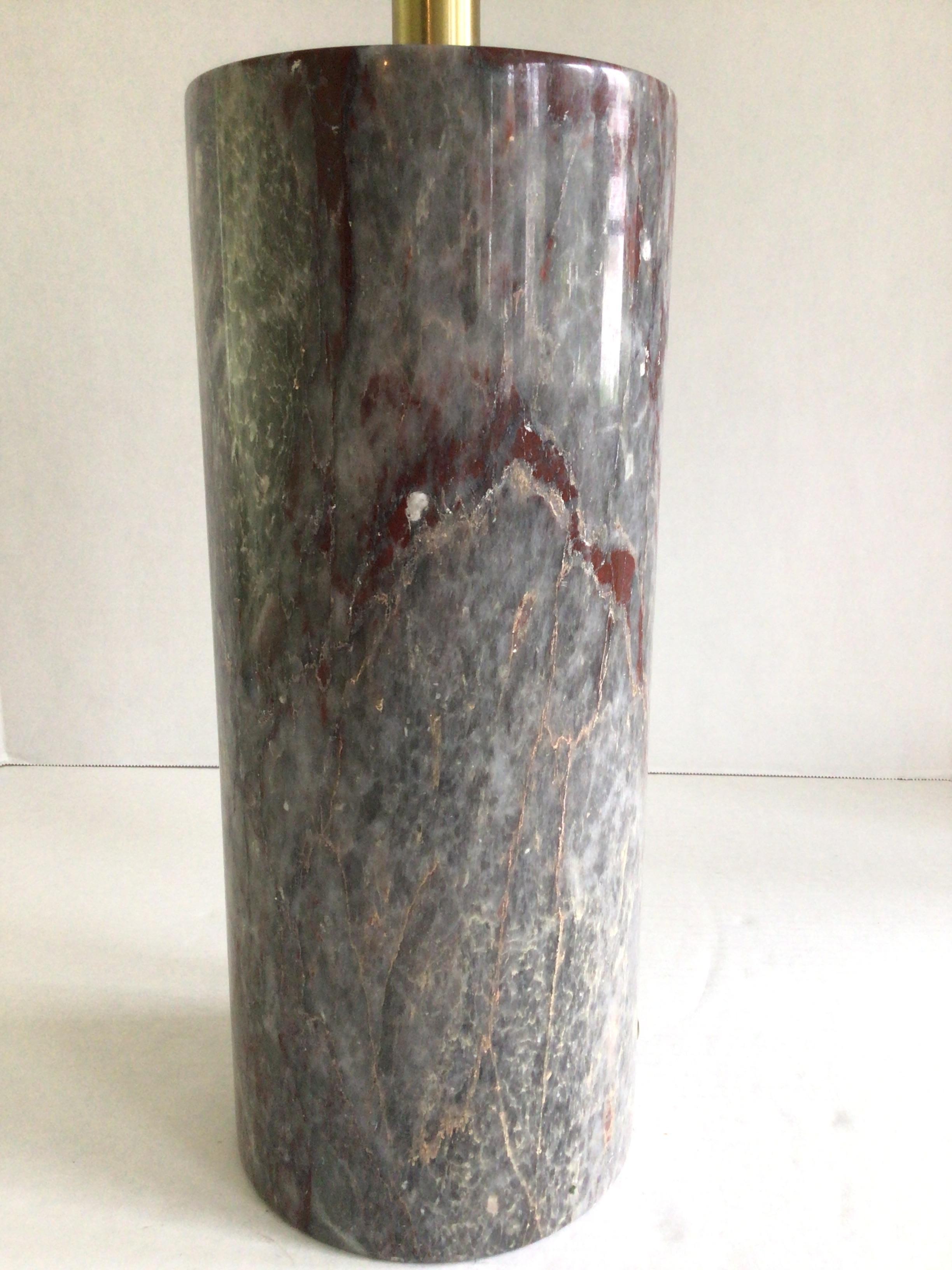 Mid-20th Century 1960s  Cylindrical Italian Multi Color Marble Table lamp For Sale