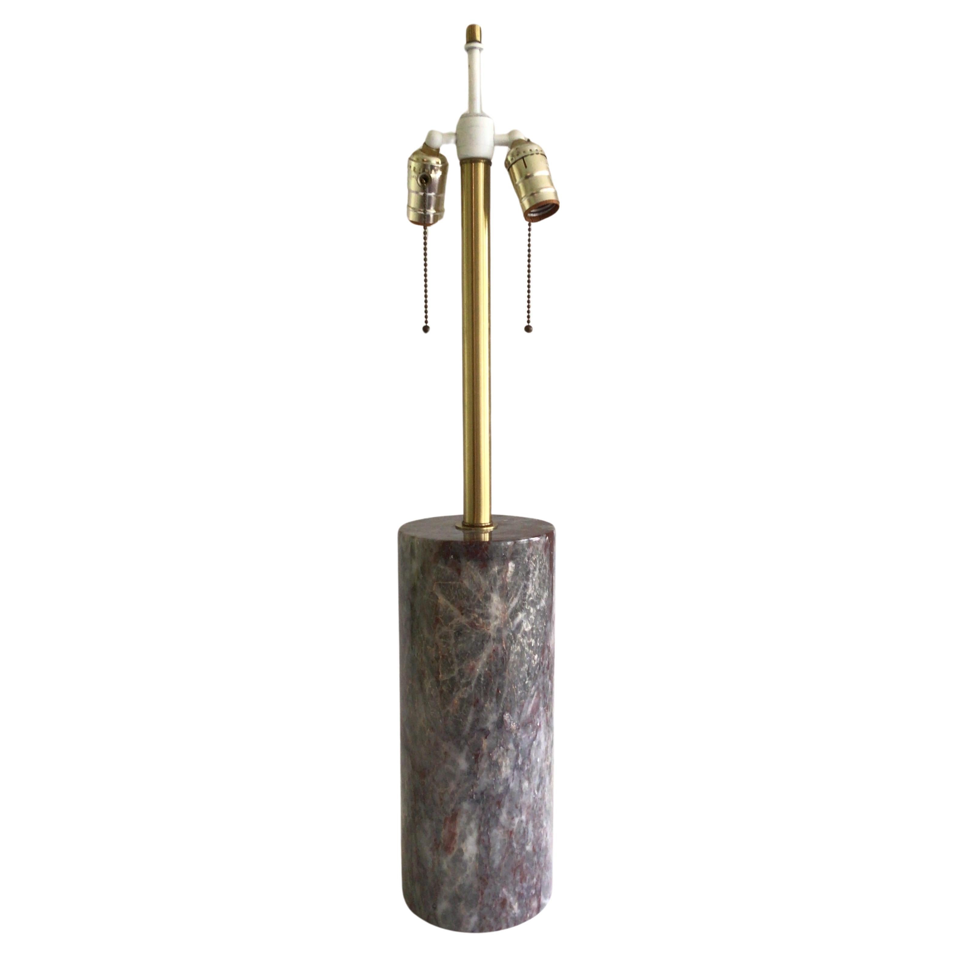 1960s  Cylindrical Italian Multi Color Marble Table lamp