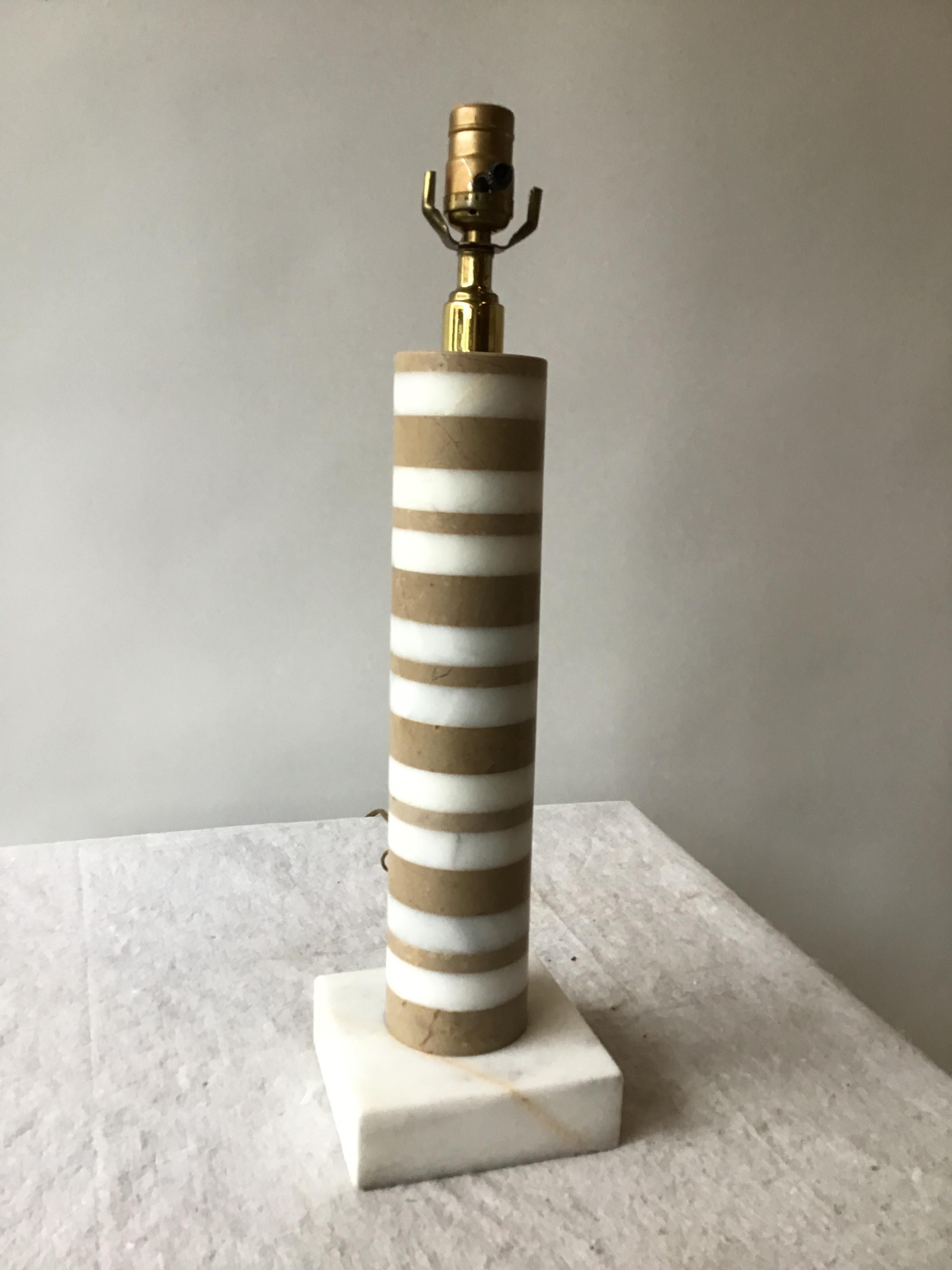 1960s cylindrical layered marble lamp.