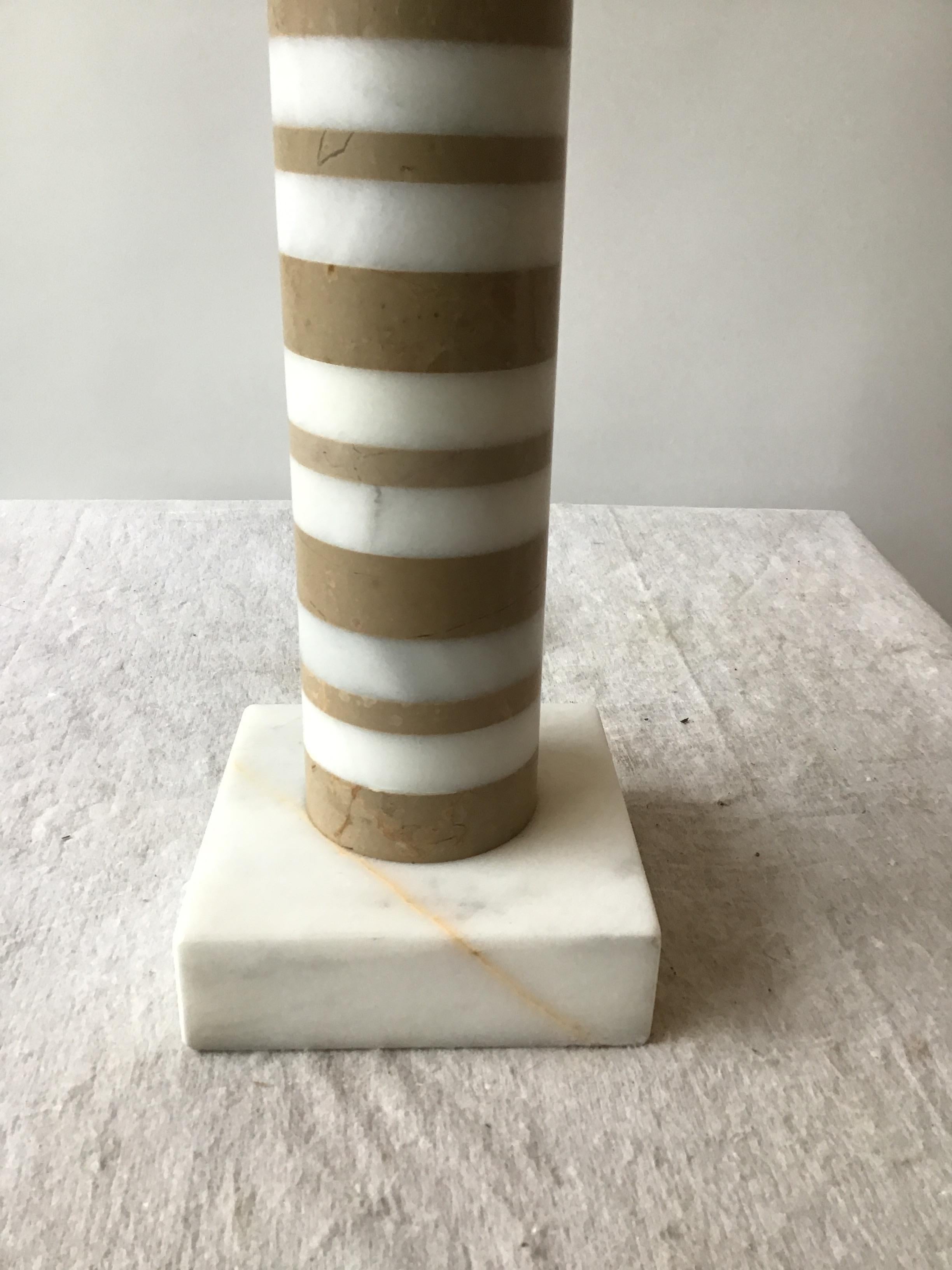 Mid-20th Century 1960s Cylindrical Layered Marble Lamp For Sale