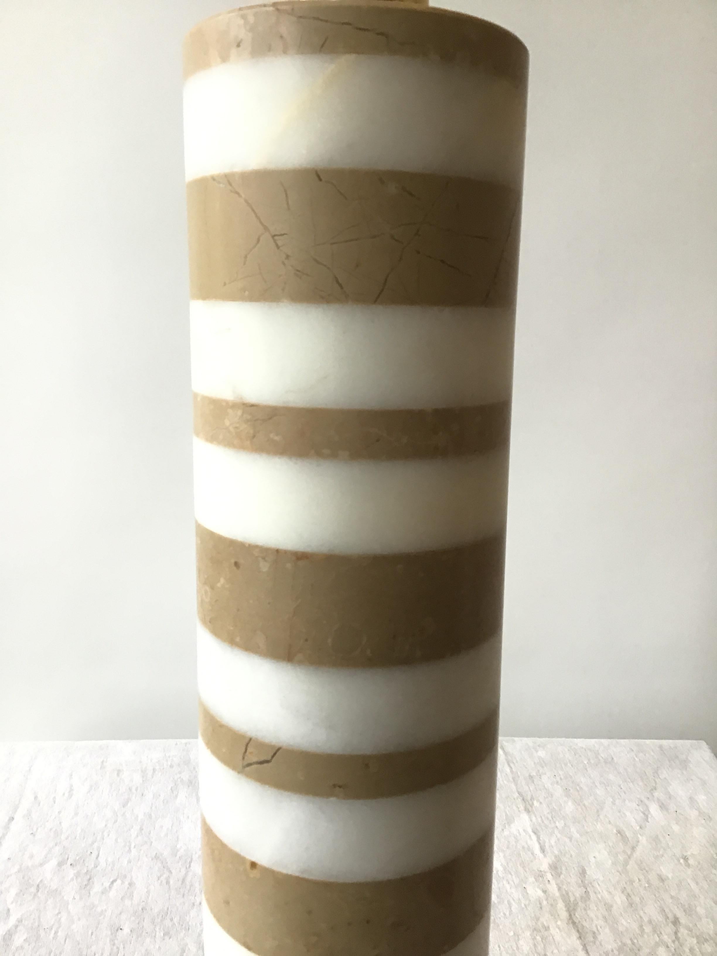 1960s Cylindrical Layered Marble Lamp For Sale 1