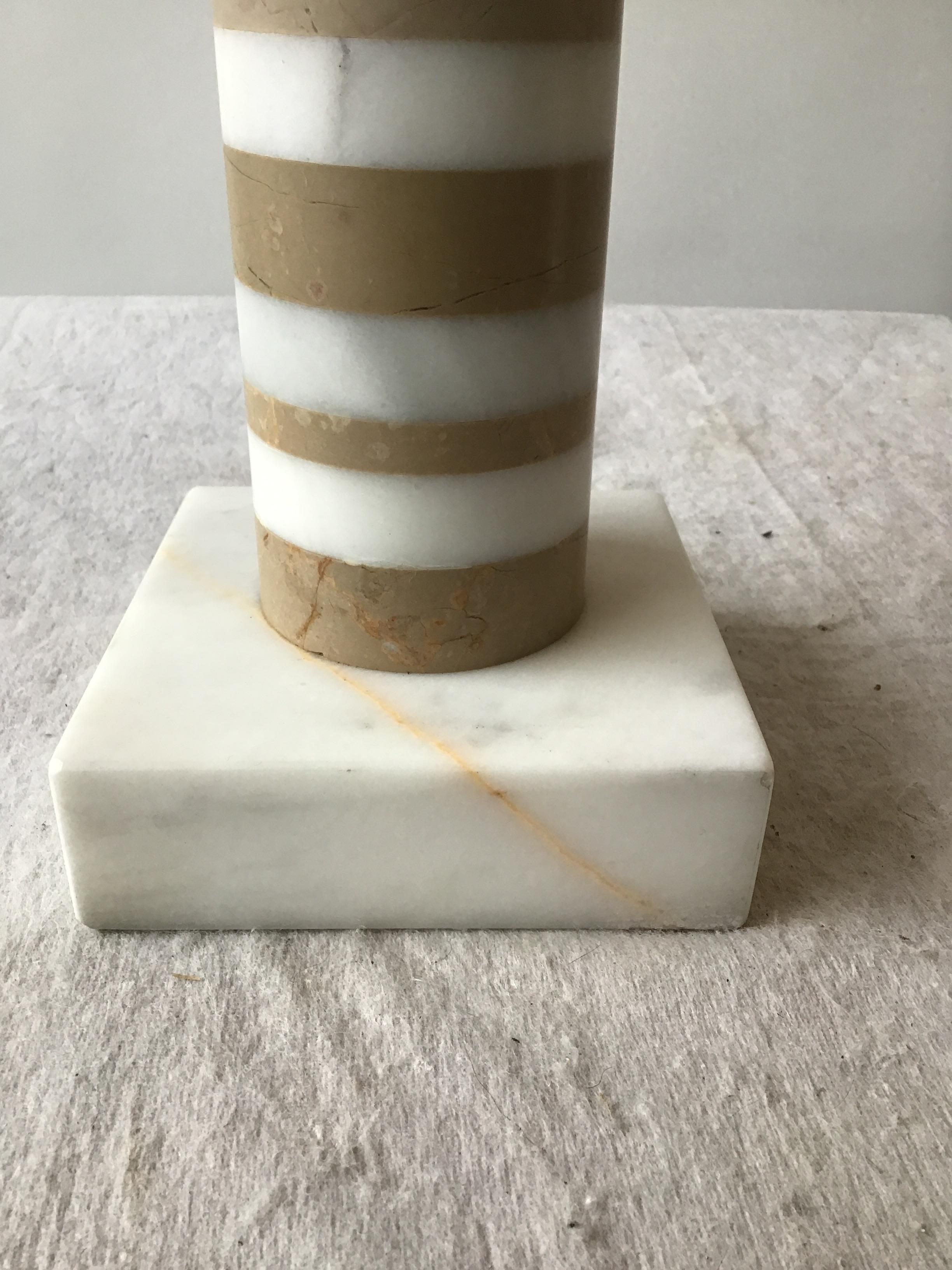1960s Cylindrical Layered Marble Lamp For Sale 2