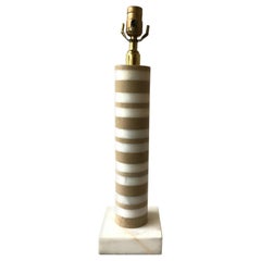 Vintage 1960s Cylindrical Layered Marble Lamp