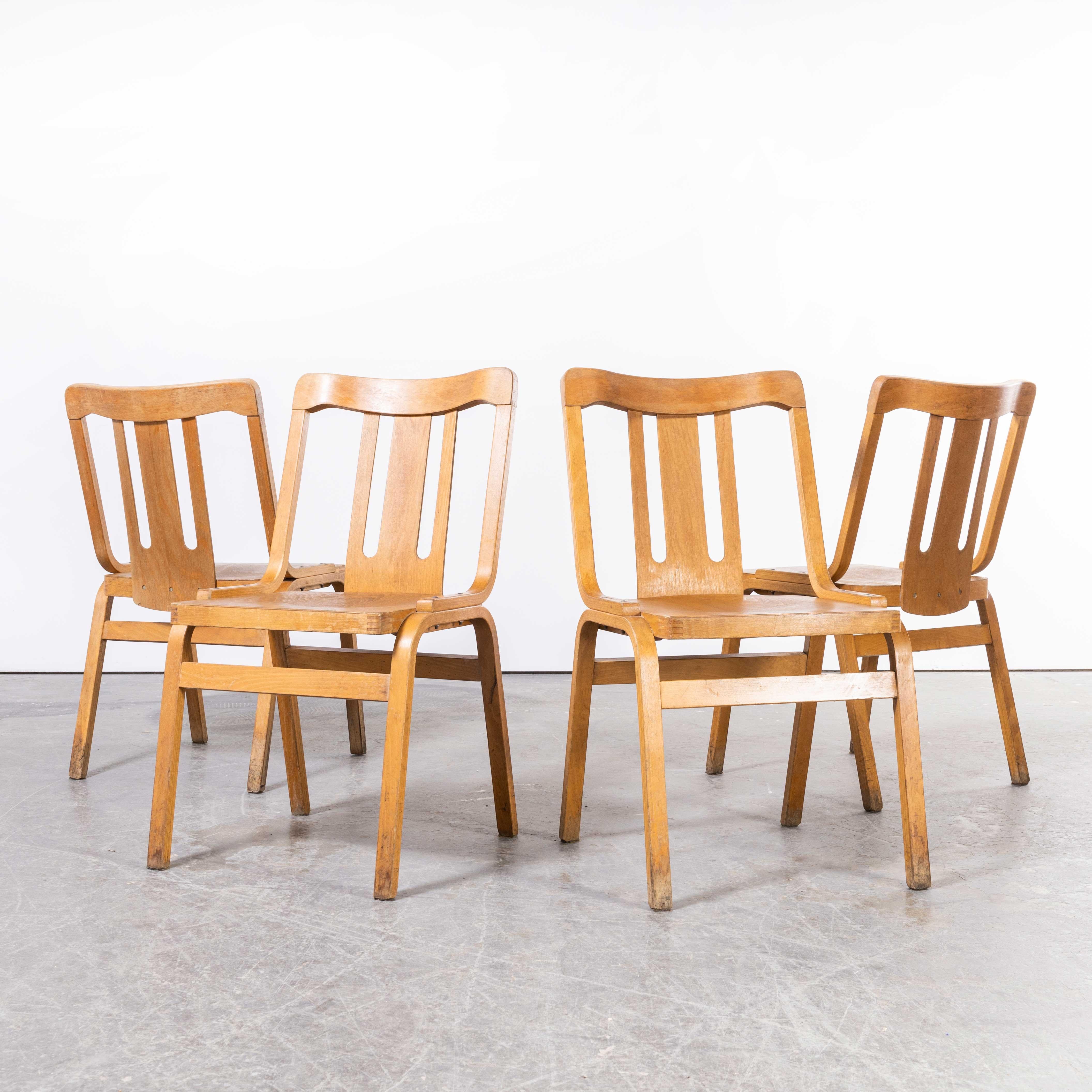 Mid-20th Century 1960's Czech Bentwood Chapel Chairs - Set Of Four For Sale