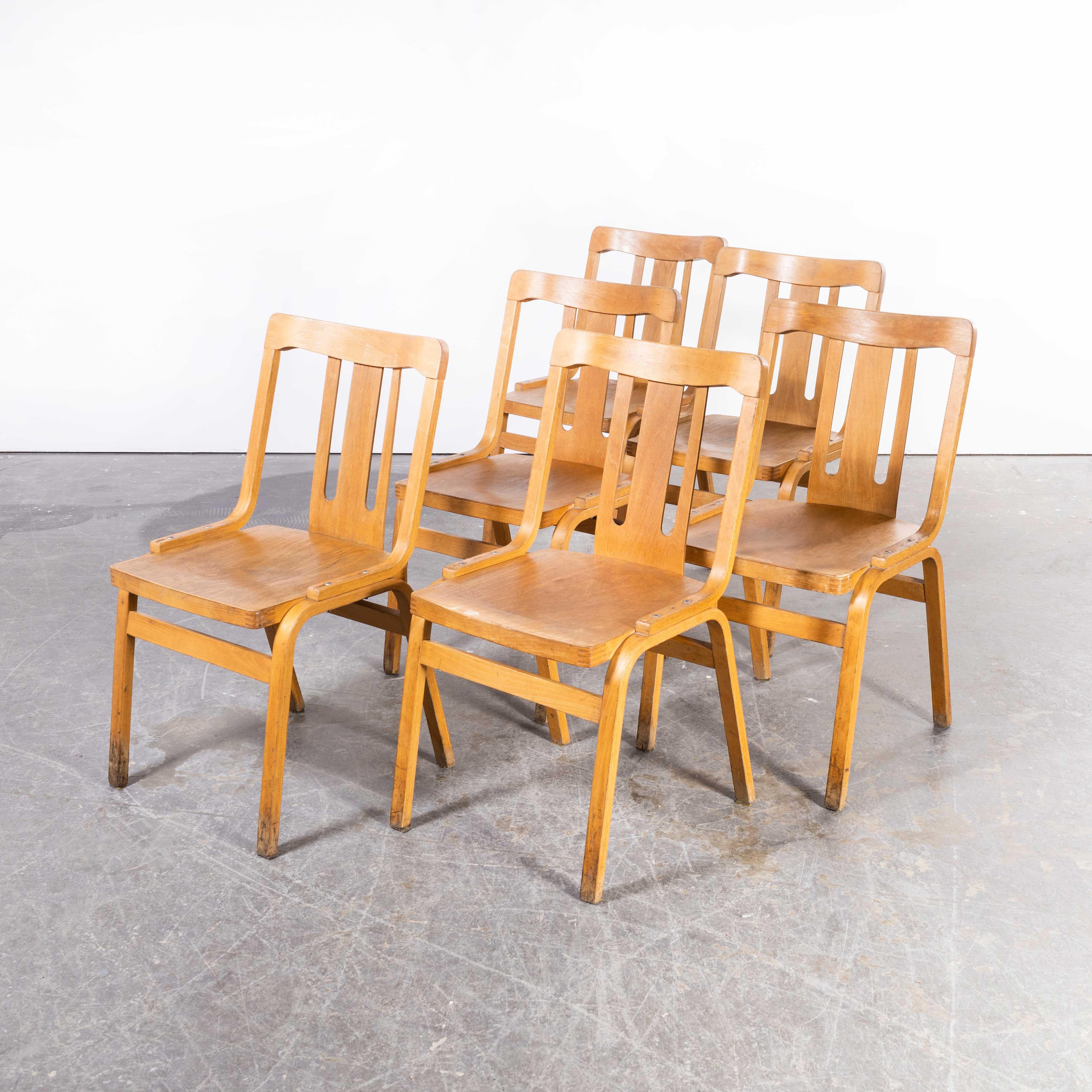 1960's, Czech Bentwood Chapel Chairs, Set of Six For Sale 6