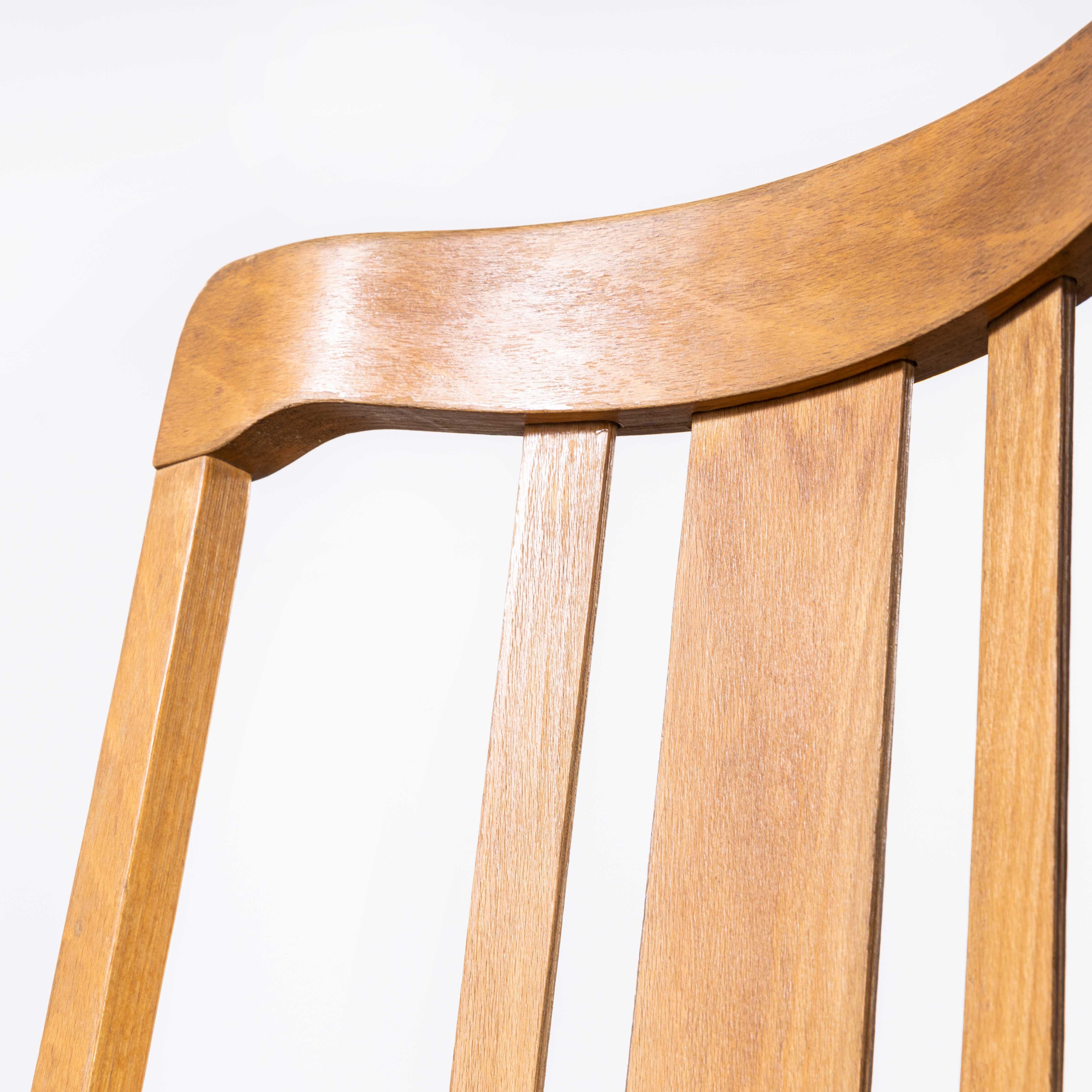 1960’s Czech bentwood chapel chairs – set of six
1960’s Czech bentwood chapel chairs – set of six. Elegant yet slightly brutal Chapel chairs from the Czech Republic. Made in steam bent and laminated beech they have a generous wide seat and very