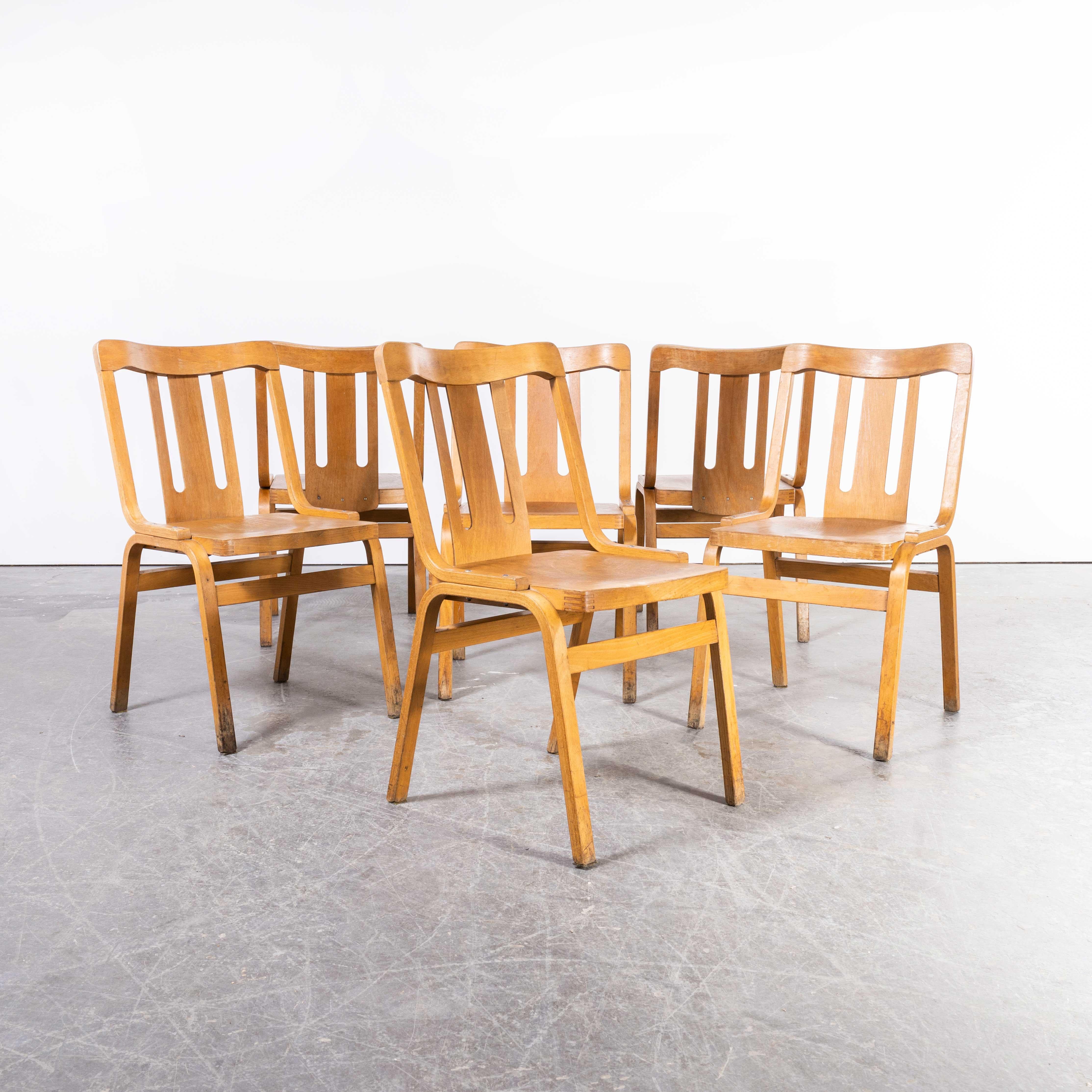 Mid-20th Century 1960's, Czech Bentwood Chapel Chairs, Set of Six For Sale