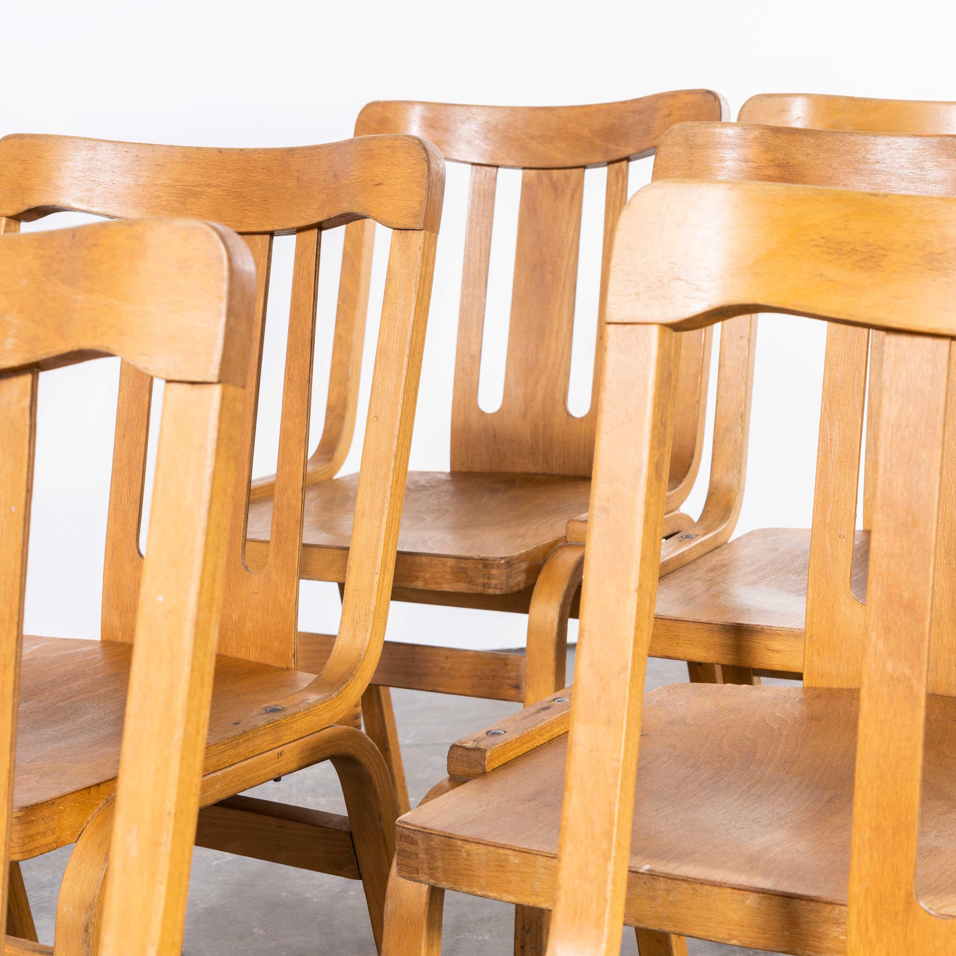 1960's, Czech Bentwood Chapel Chairs, Set of Six For Sale 1