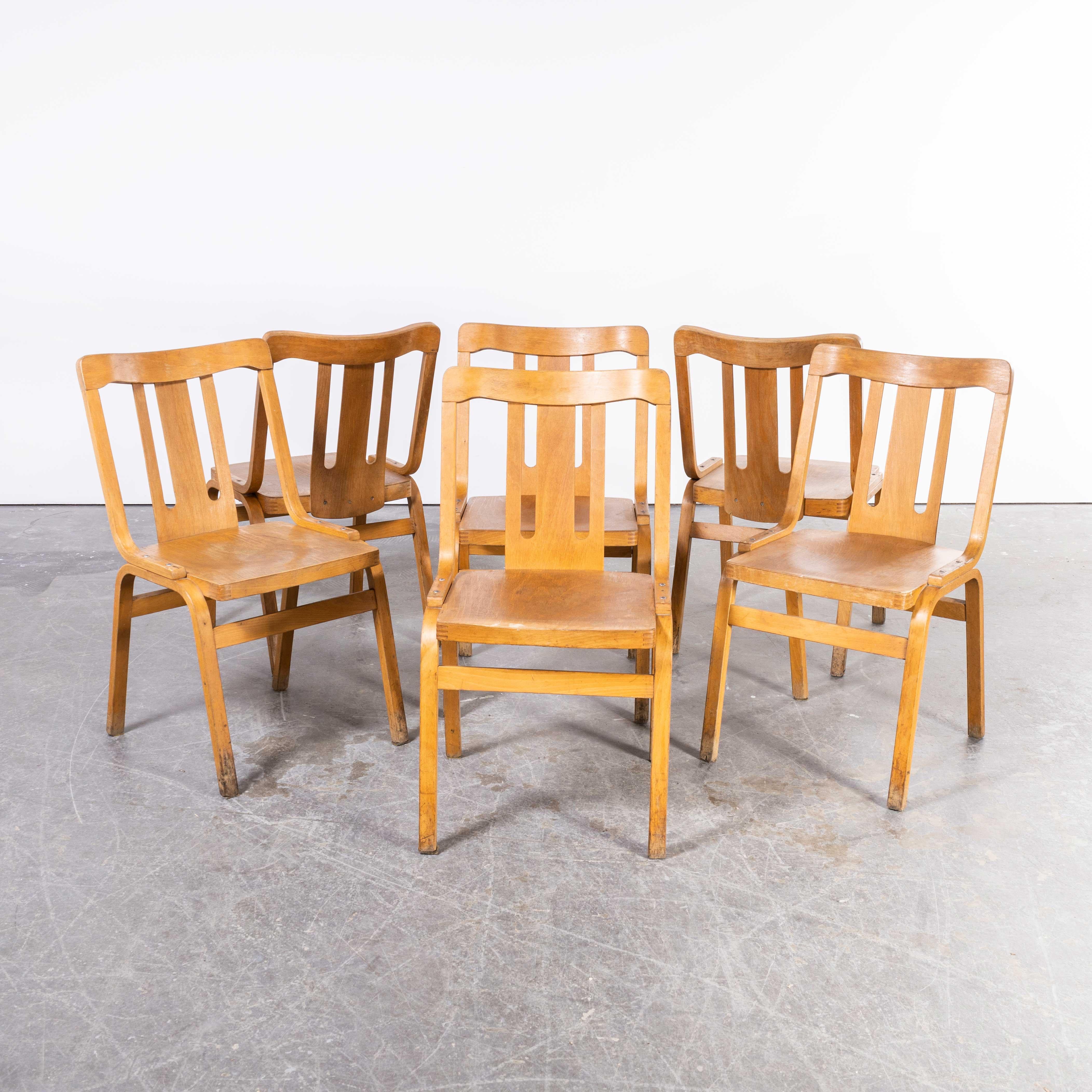1960's, Czech Bentwood Chapel Chairs, Set of Six For Sale 5