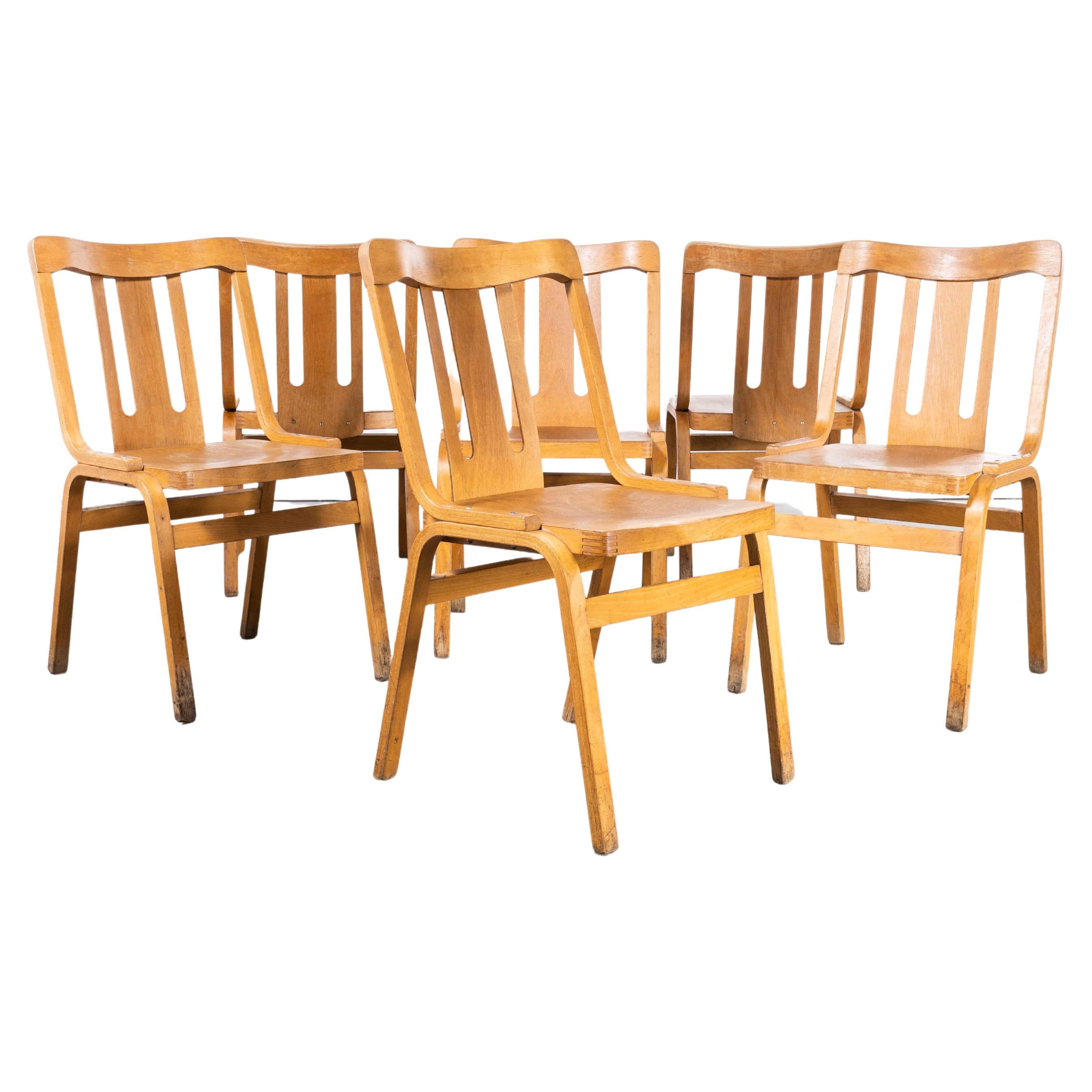 1960's, Czech Bentwood Chapel Chairs, Set of Six