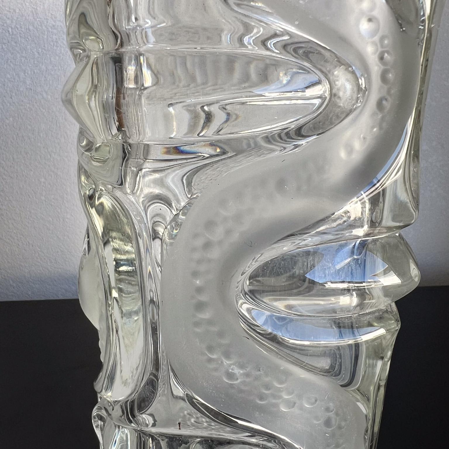 Late 20th Century 1960s Czech Bohemia Frosted Art Glass Vase For Sale