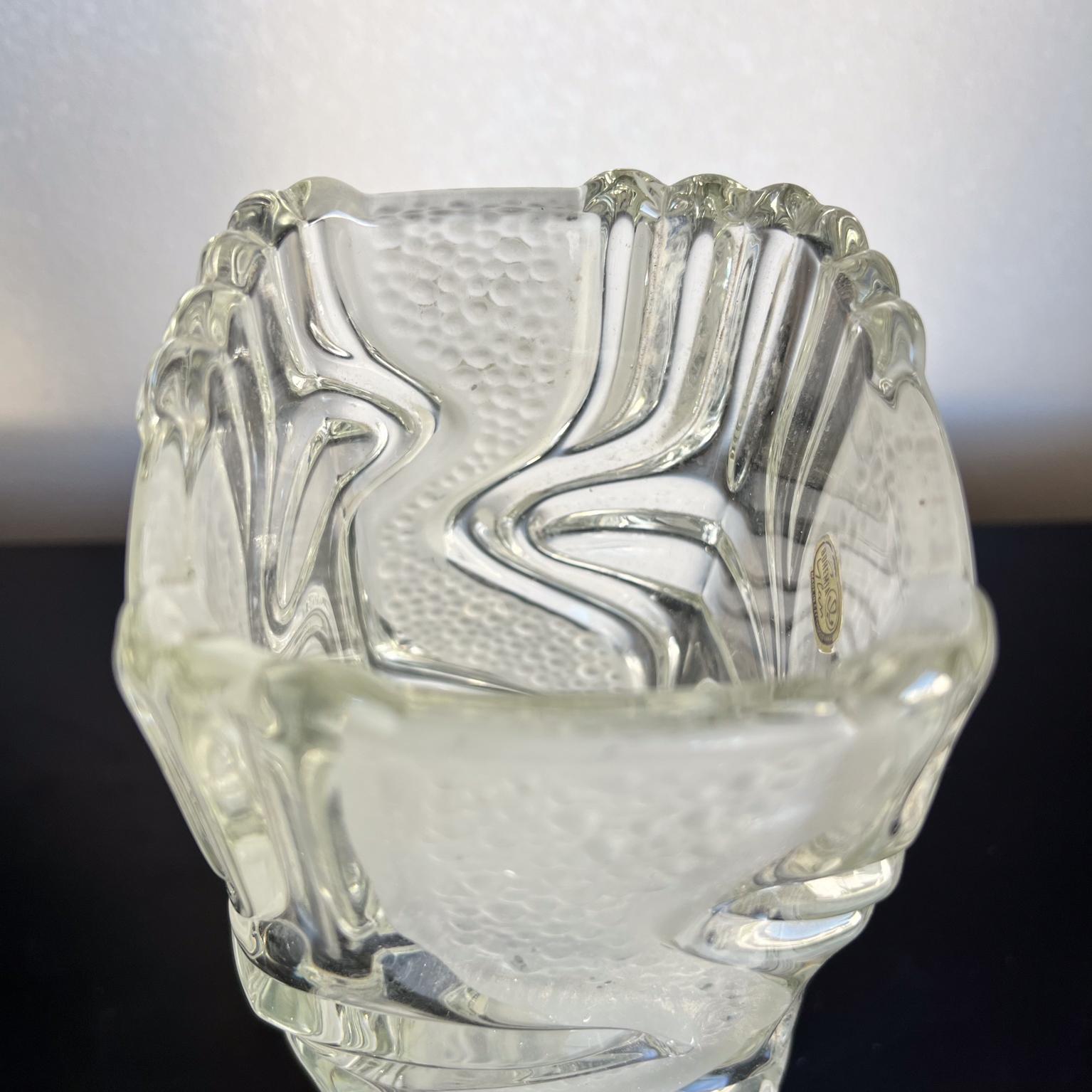 1960s Czech Bohemia Frosted Art Glass Vase For Sale 2