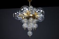 1960s Czech Brass & Clear Bohemian Glass Chandelier
