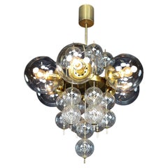 1960s Czech Brass & Clear Bohemian Glass Chandelier