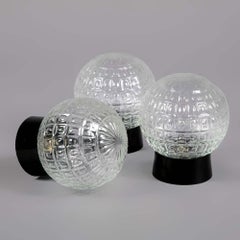 1960s Czech Crosshatch Glass Wall Light with Bakelite Base