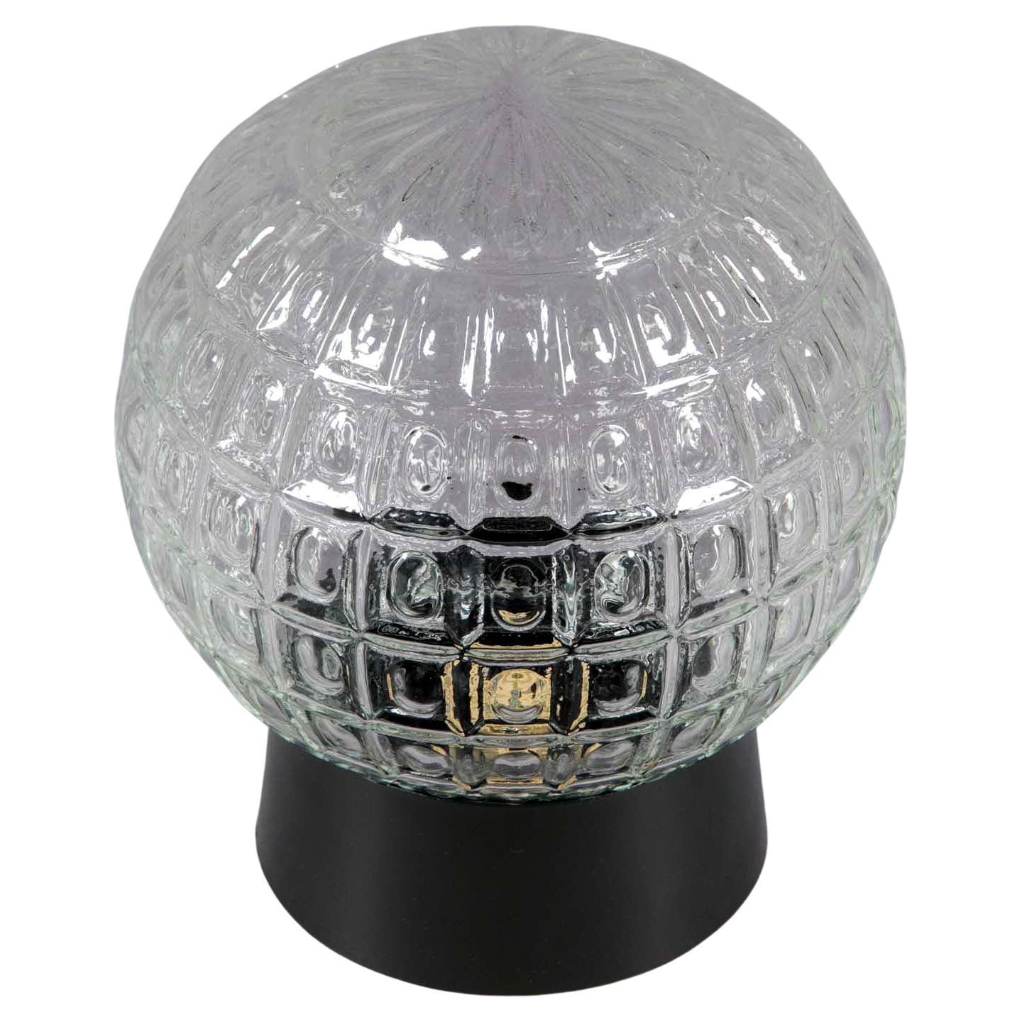 1960s Czech Crosshatch Glass Wall Light with Bakelite Base For Sale