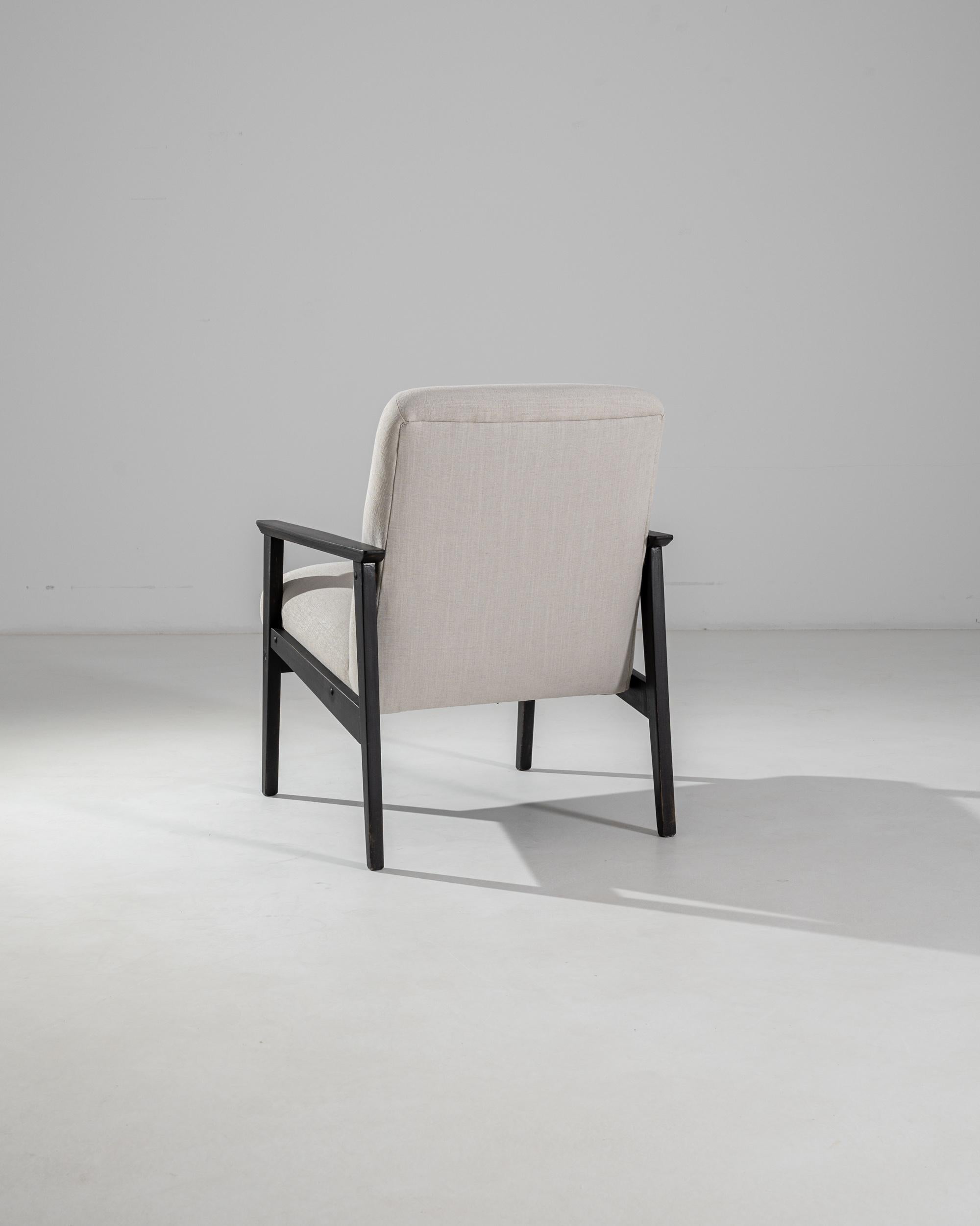 Fabric 1960s Czech Geometric Wooden Armchair For Sale