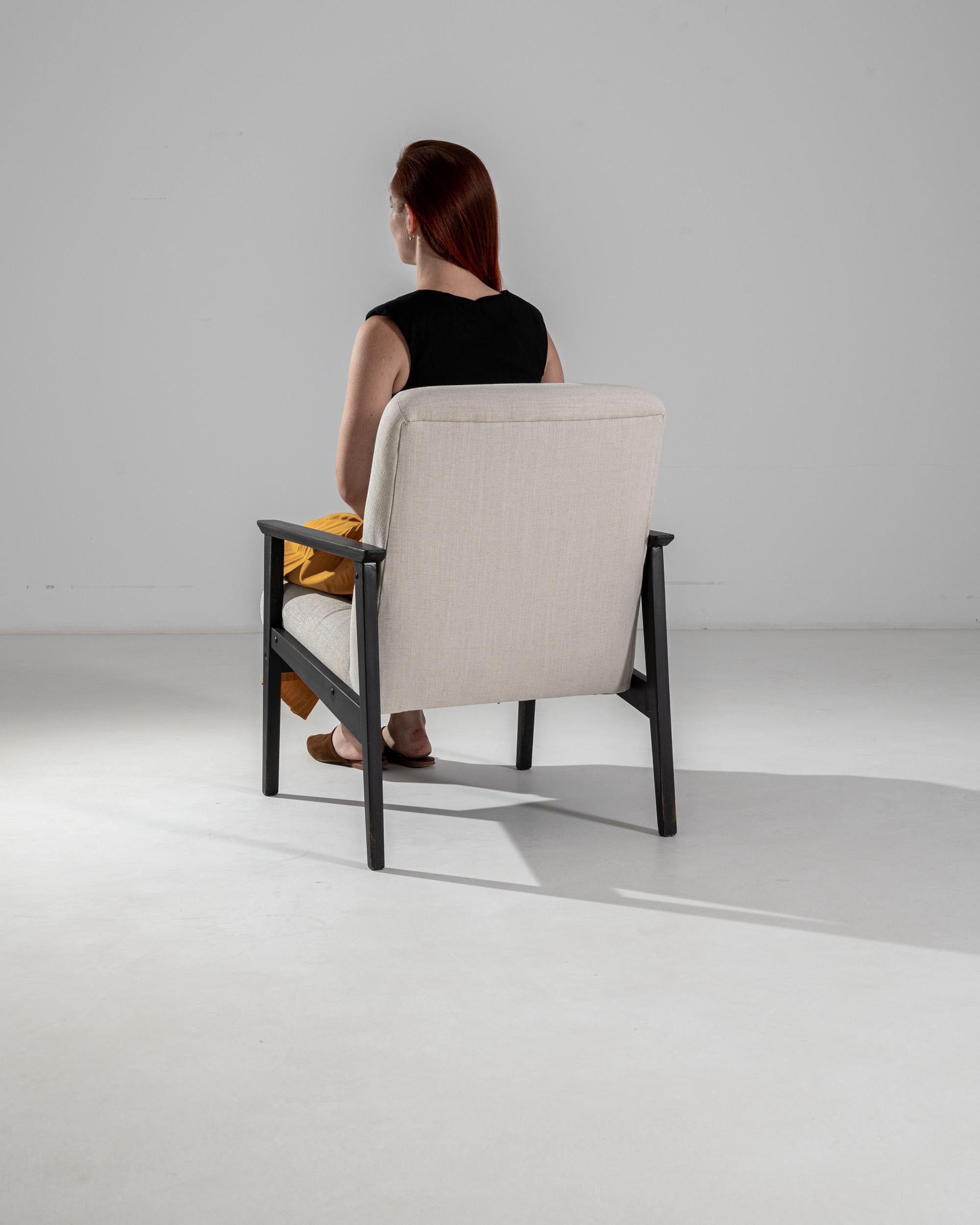 1960s Czech Geometric Wooden Armchair For Sale 1
