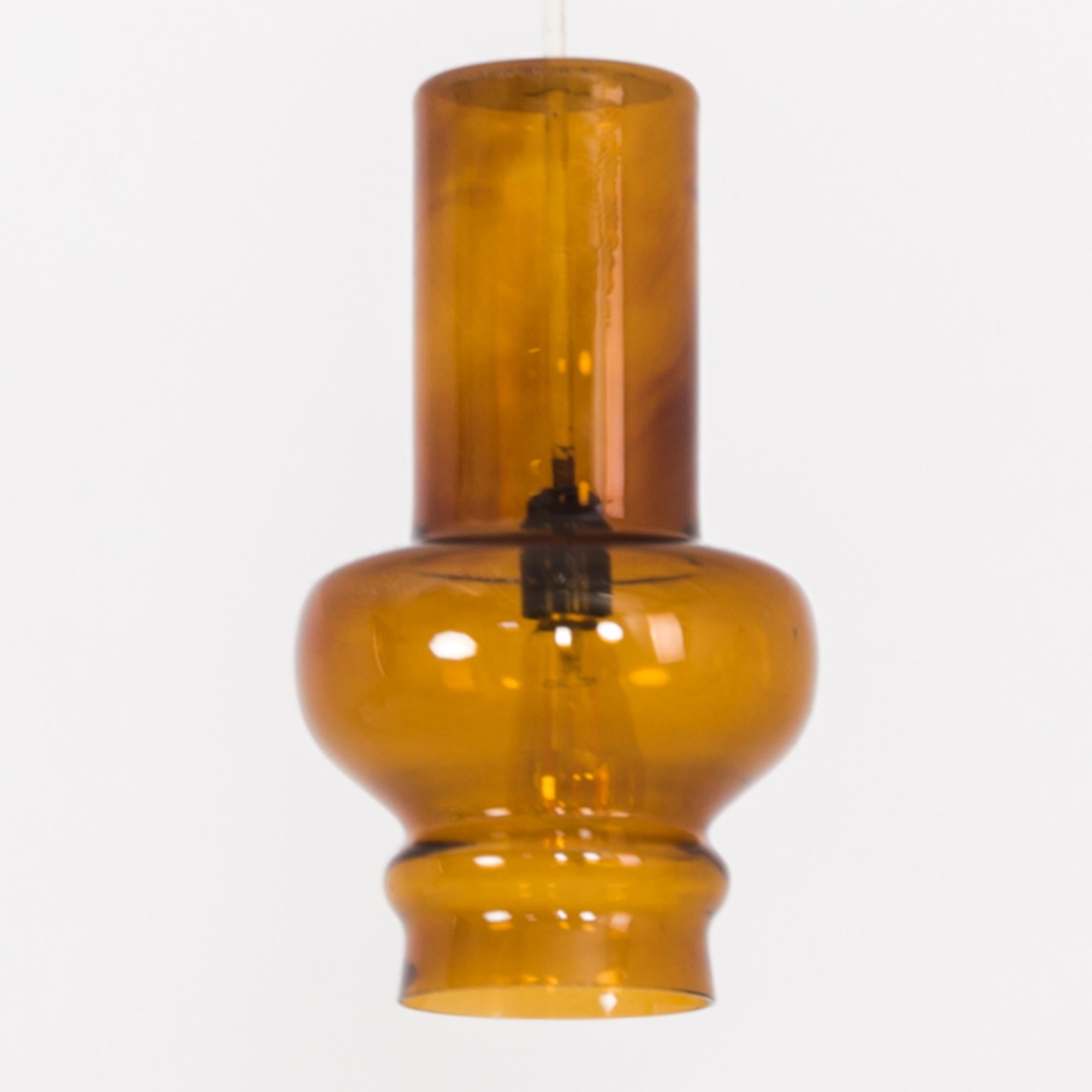 Enameled 1960s Czech Glass Pendant Lamp