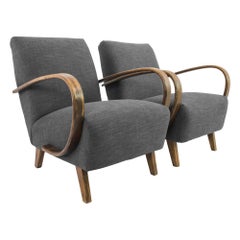 1960s Czech Grey Armchairs by J. Halabala, a Pair