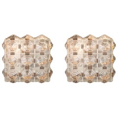 1960s Czech Kamenicky Senov Flush Mount Glass Pendants, Pair