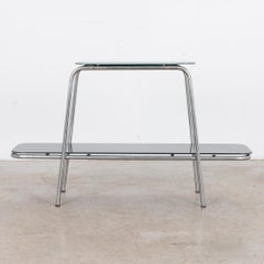1960s Czech Mirror Top Metal Side Table