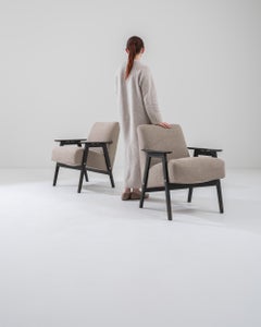 Czech Modernist Armchairs, 1960s Pair with Boucle Upholstery