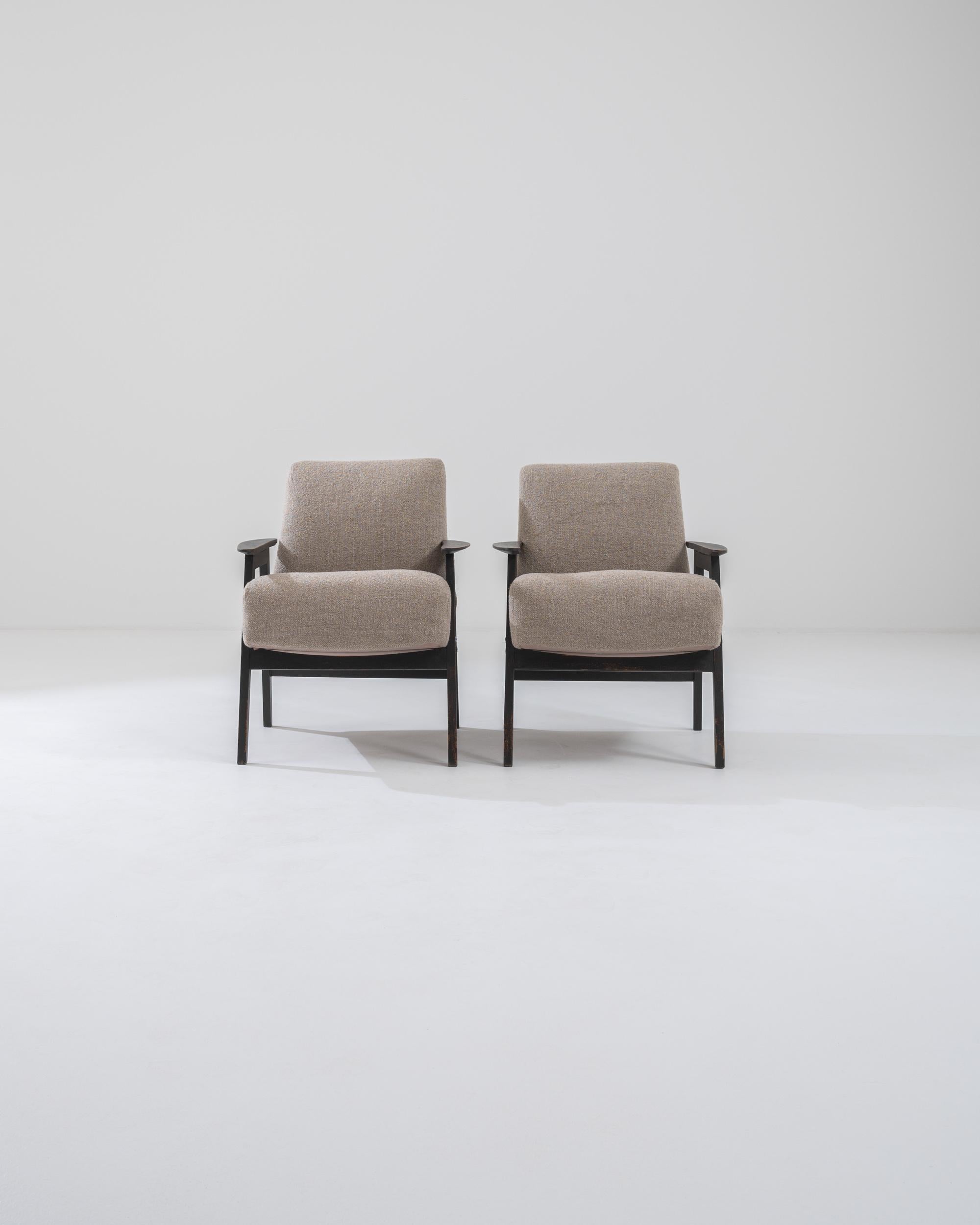 Mid-20th Century 1960s Czech Modernist Armchairs, a Pair For Sale