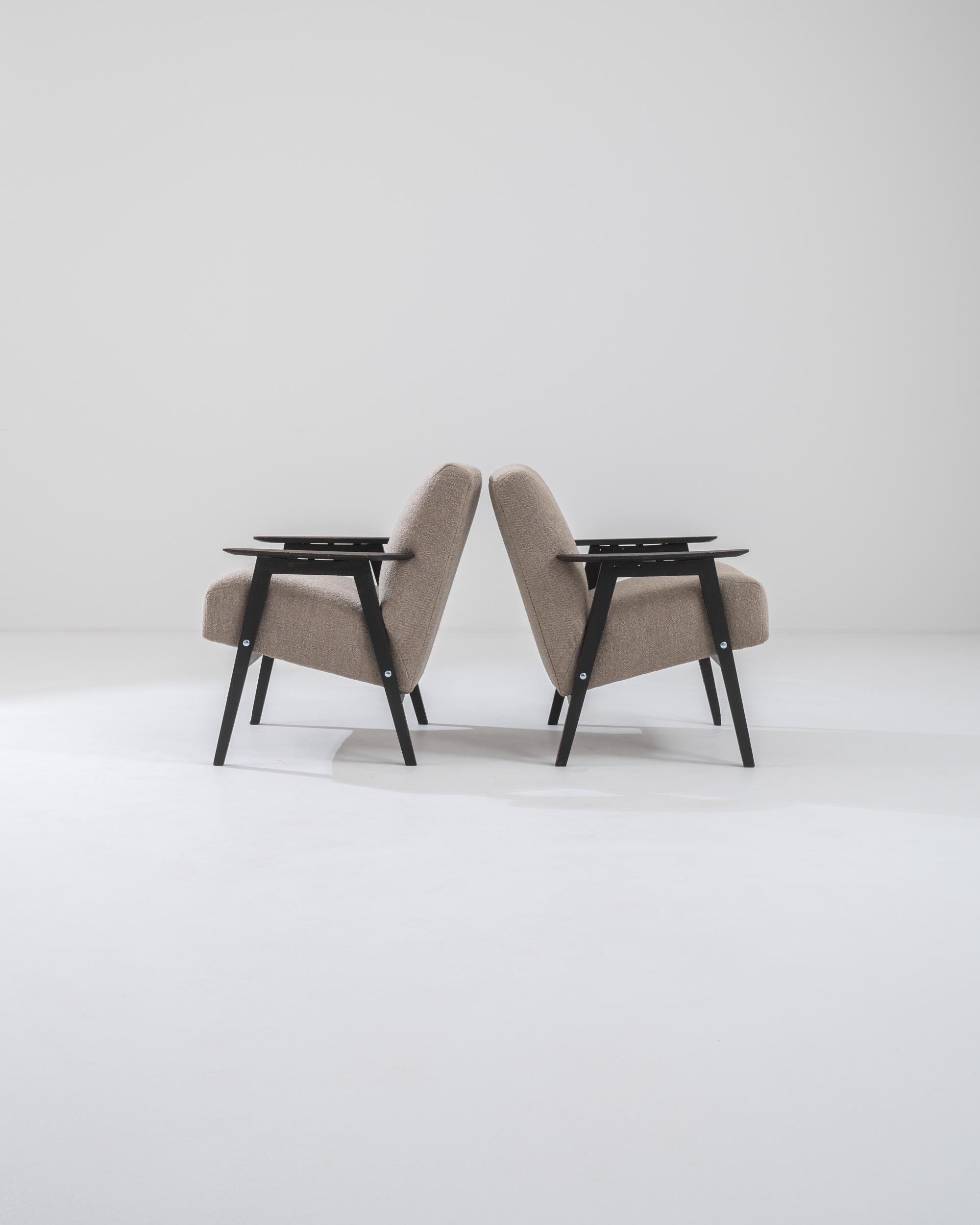 Bouclé 1960s Czech Modernist Armchairs, a Pair For Sale