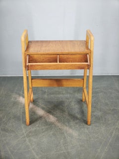 1960s Czech Oak Side Table with Integrated Storage Drawer