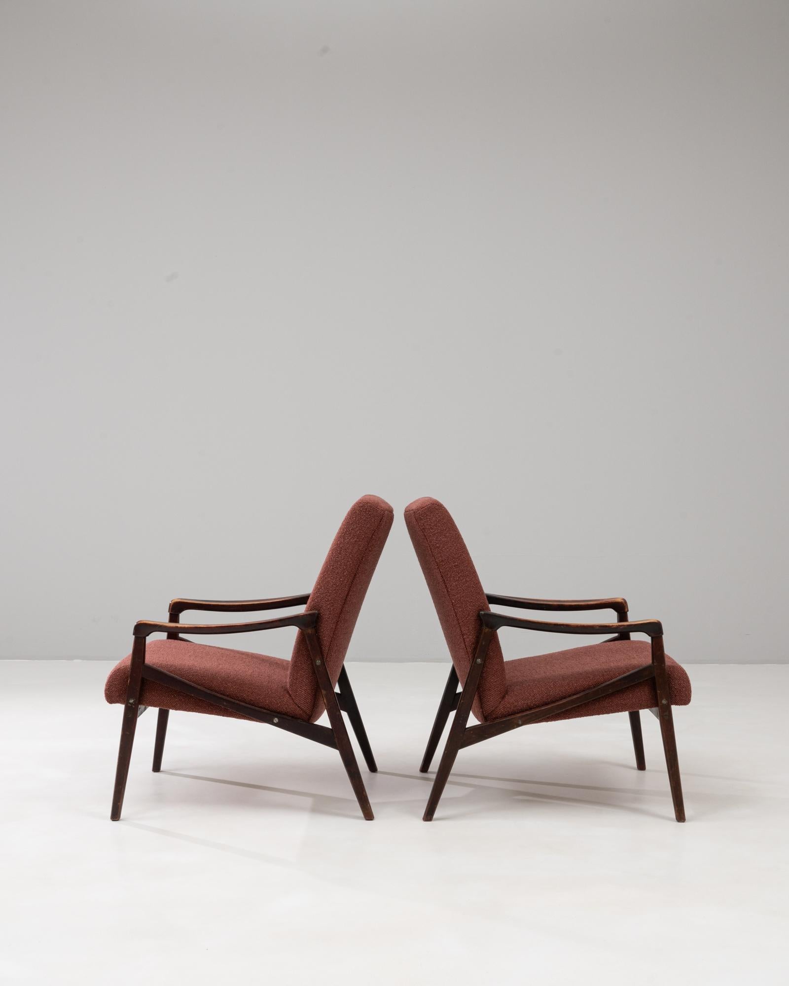 Tissu d'ameublement 1960s Czech Pair of Upholstered Armchairs By Jiri Jiroutek en vente
