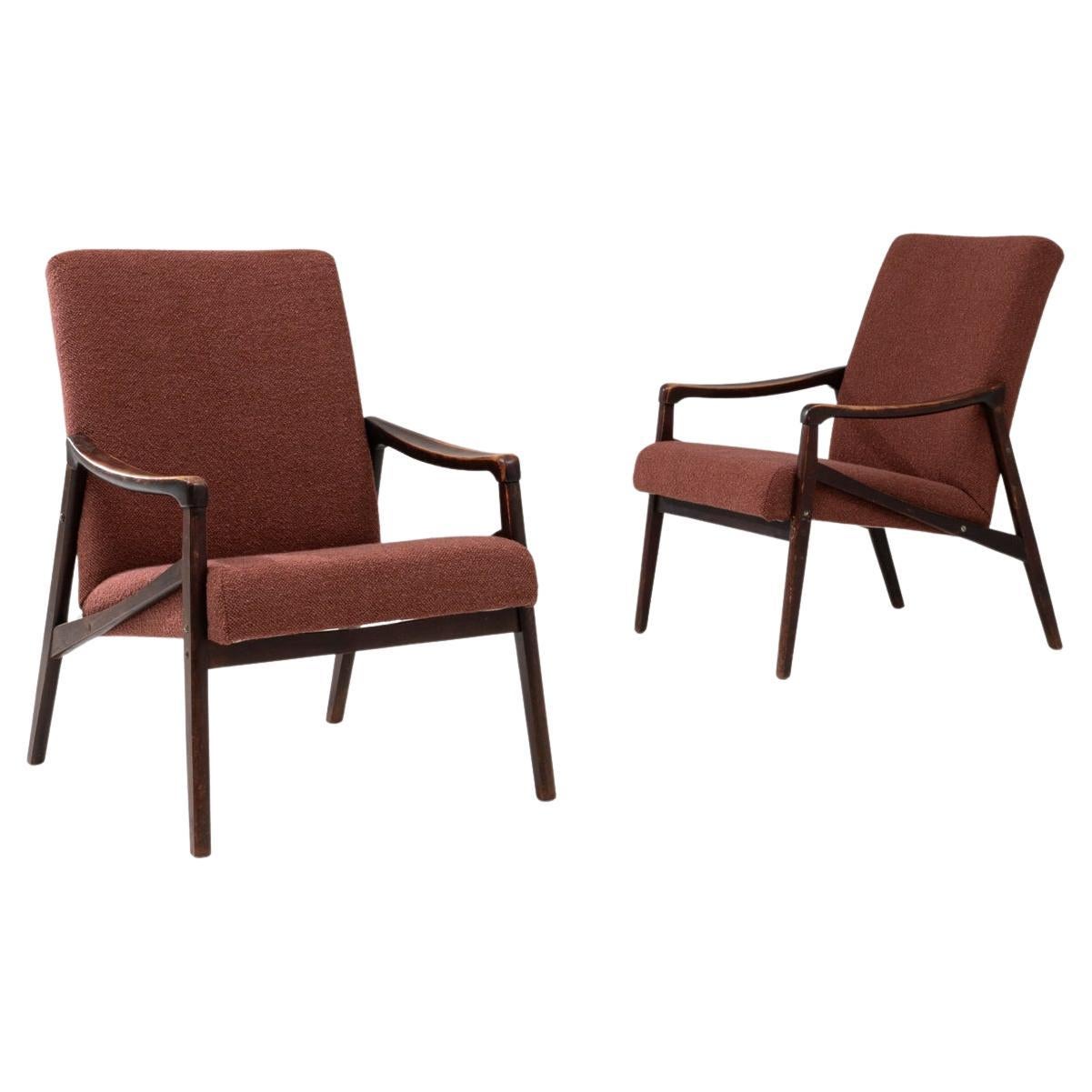 1960s Czech Pair of Upholstered Armchairs By Jiri Jiroutek