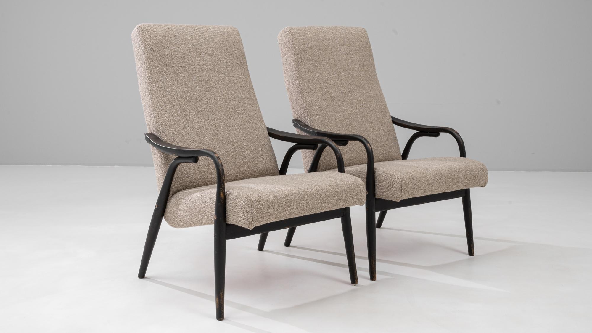 1960s Czech Pair of Upholstered Armchairs By TON en vente 5