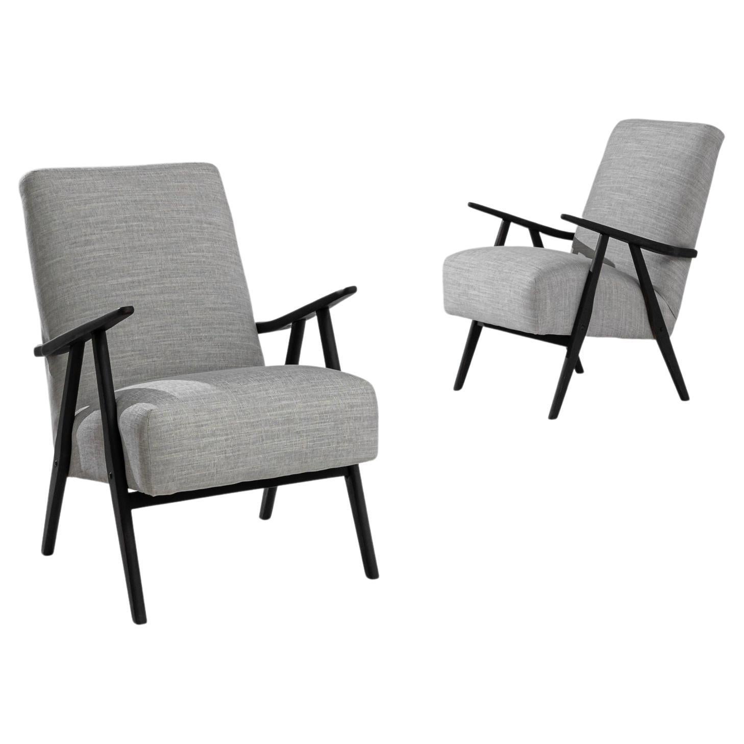 1960s Czech Pair of Wooden Armchairs For Sale